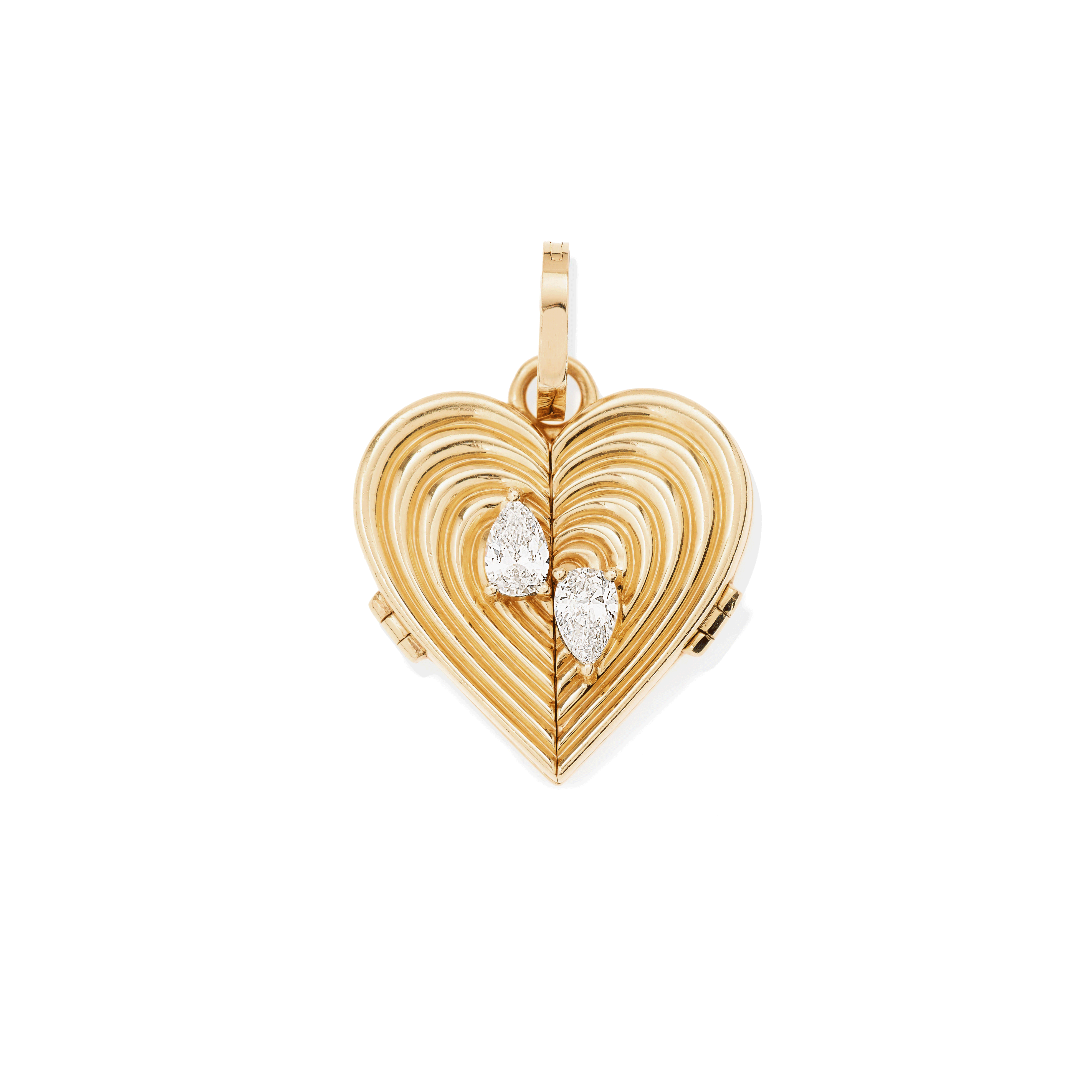 Lab Grown Groovy Heart Locket Hinged Charm - Elegant Jewelry Gift for Women, Valentine's Day & Anniversary - Perfect for Necklace Pendants & Keepsakes