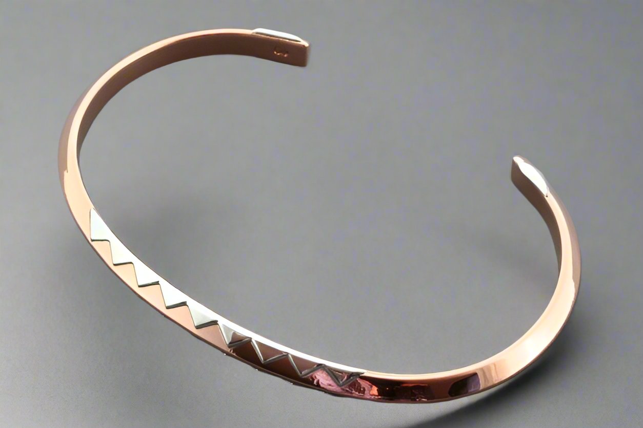 Sterling Silver Copper Alligator Cuff Bracelet - Elegant Statement Jewelry for Women, Perfect for Parties, Weddings & Everyday Wear