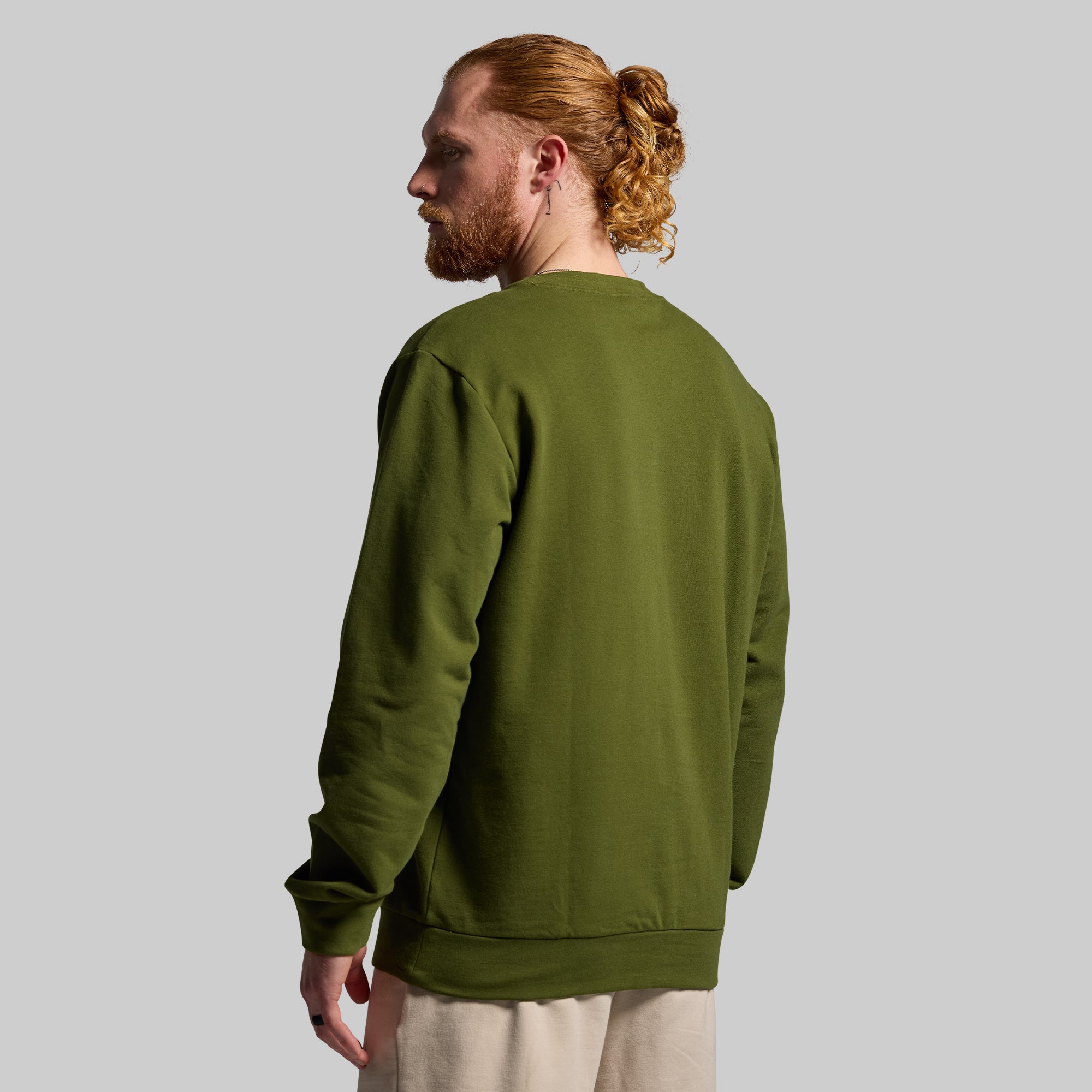 Men's Unmatched Crew Sweatshirt - Military Green | Comfortable Casual Pullover for Everyday Wear | Perfect for Outdoor Activities, Gym & Lounge
