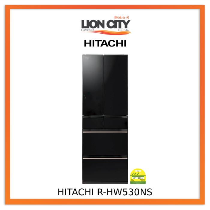 Hitachi R HW530NS XK/XW/XN 6-Door Bottom Freezer Refrigerator - 401L Large Capacity, Energy Efficient Stainless Steel Fridge for Home, Kitchen, Restaurant & Commercial Use