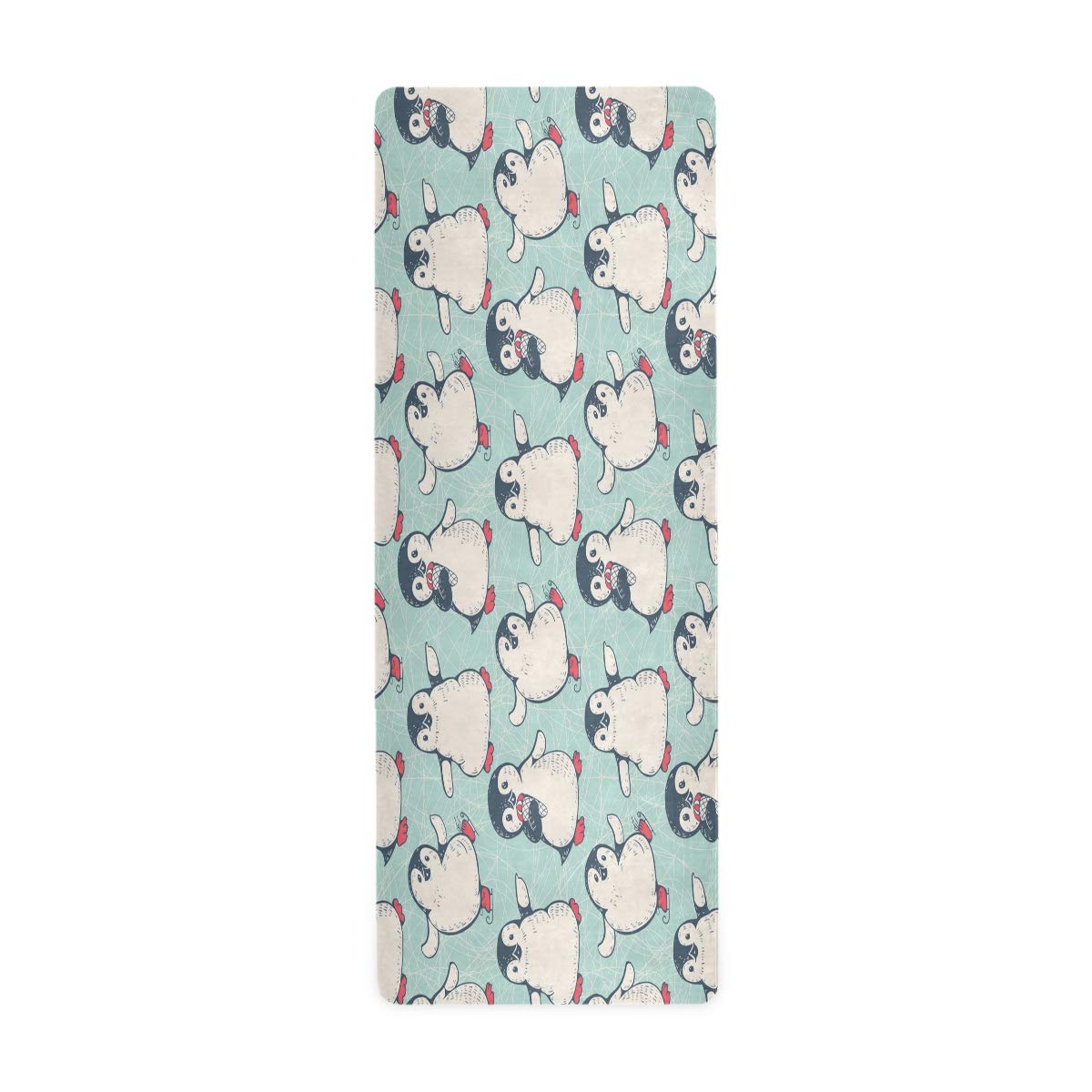 Premium Non-Slip Yoga Mat with Cute Penguin Ice Cream Design - Extra Thick Exercise Mat for Yoga, Pilates & Home Workouts - Includes Free Carrying Storage Bag - Perfect for Gym, Studio & Indoor Fitness Training