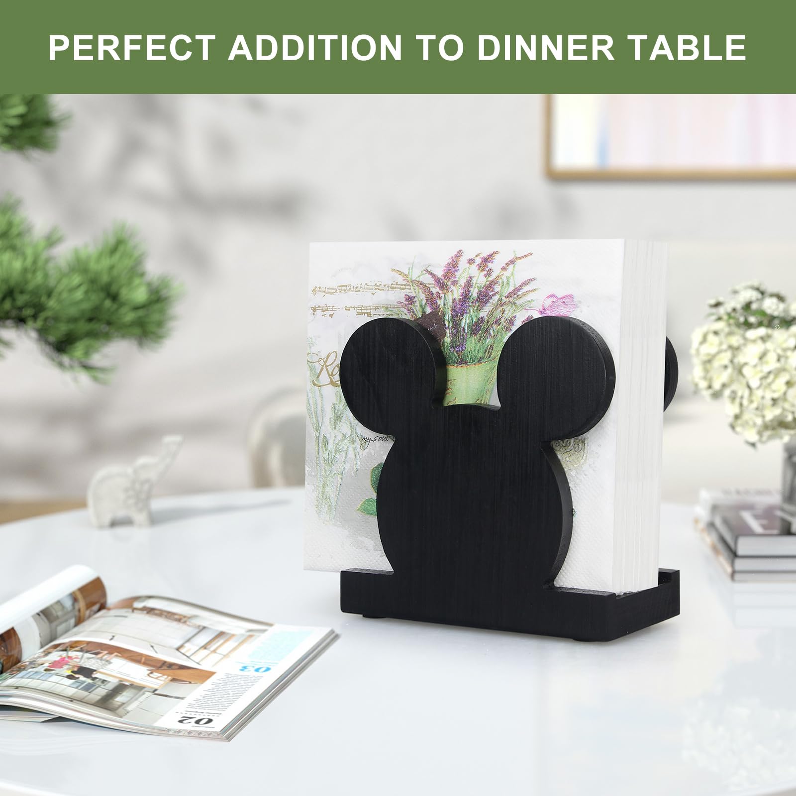 Stylish Wooden Napkin Holder - Modern Farmhouse Kitchen & Bathroom Decor - Funny Christmas Cocktail Napkin Stand for Dining Table, Desk & Holiday Home Decoration | Perfect for Parties, Dinner Settings & Festive Decor