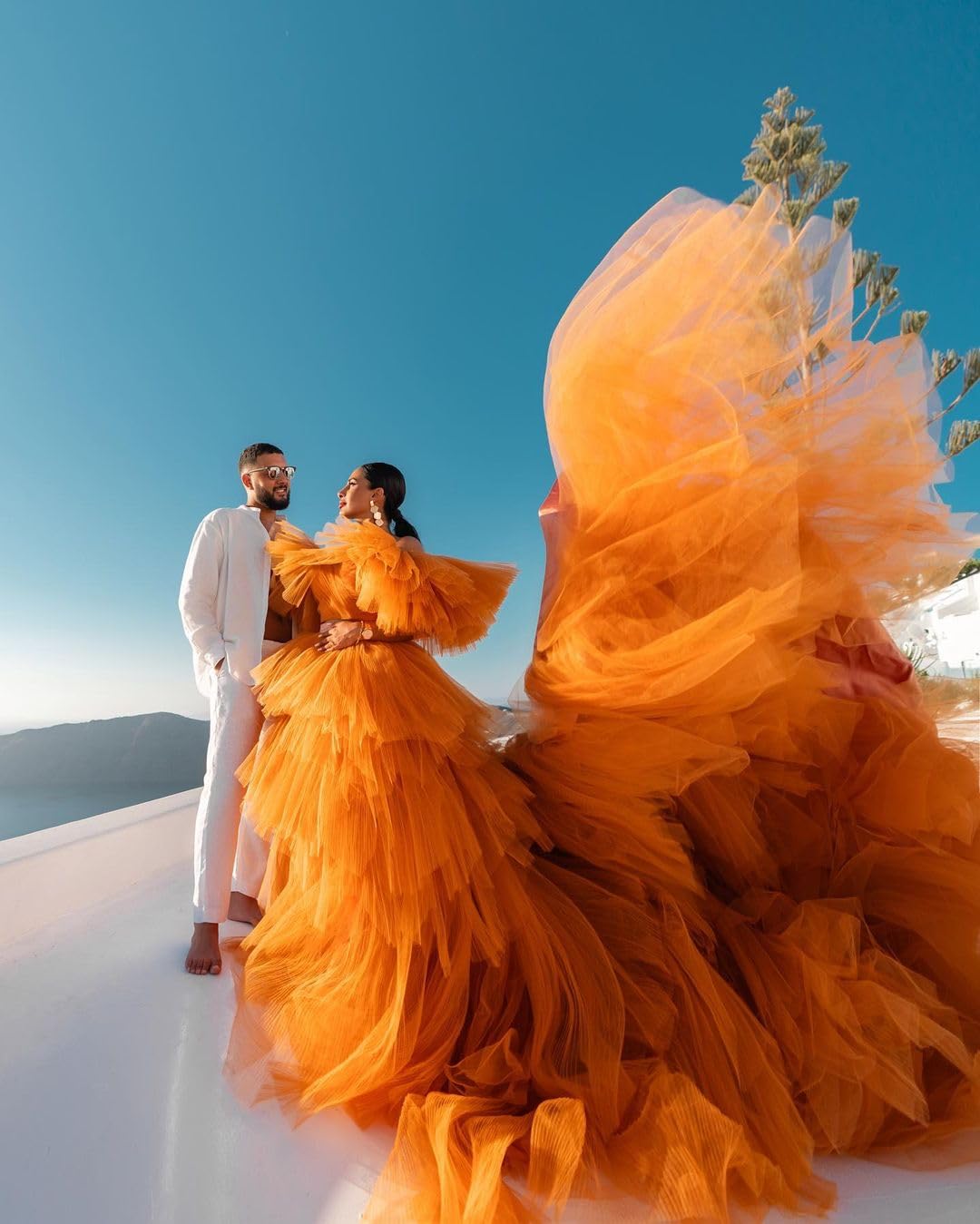 Flying Dress for Photoshoots - Custom Flowy Net Dress for Beach, Sunset & Maternity Photography | Elegant Flying Dress for Women
