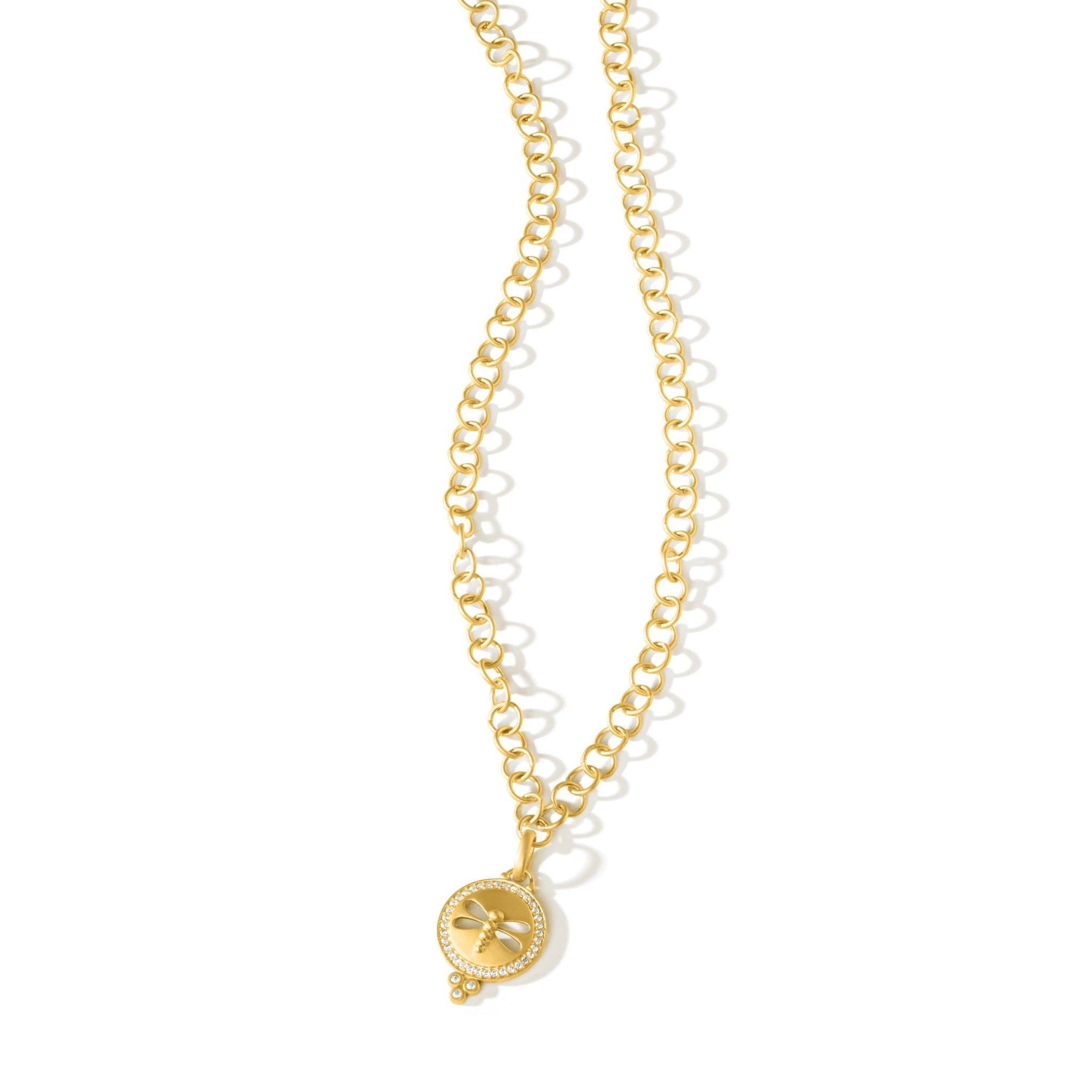 Dragonfly Round Disc Chain Link Necklace - Elegant Jewelry for Women, Perfect Gift for Birthday, Anniversary & Special Occasions