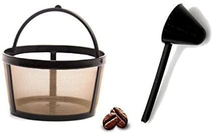 Replacement Permanent 4 Cup Coffee Filter Basket - Solid Bottom Compatible with Mr. Coffee Makers - Includes Large Coffee Scoop - Perfect for Home, Office & Camping Use