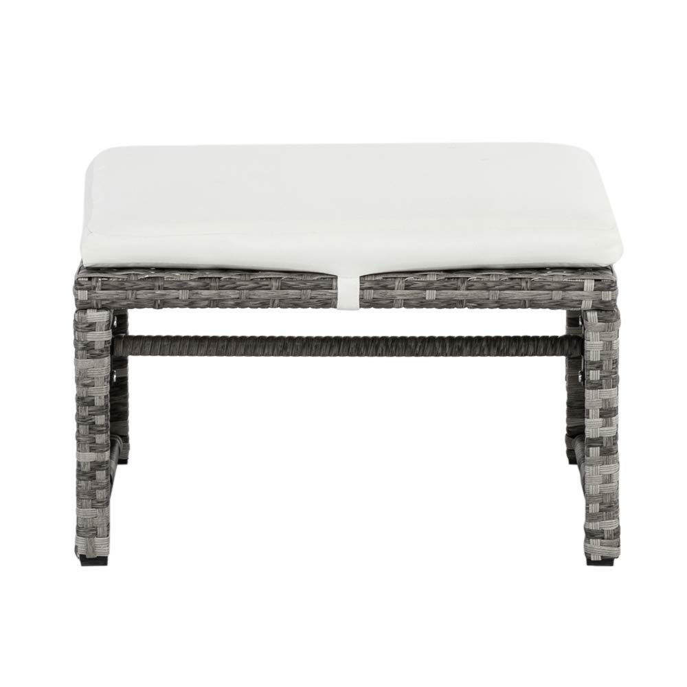 5-Piece Wicker Patio Furniture Set with Chairs, Ottomans & Table - Gray Gradient & White Rattan Outdoor Conversation Set for Balcony, Porch, Deck - Perfect for Backyard Relaxation and Outdoor Entertaining