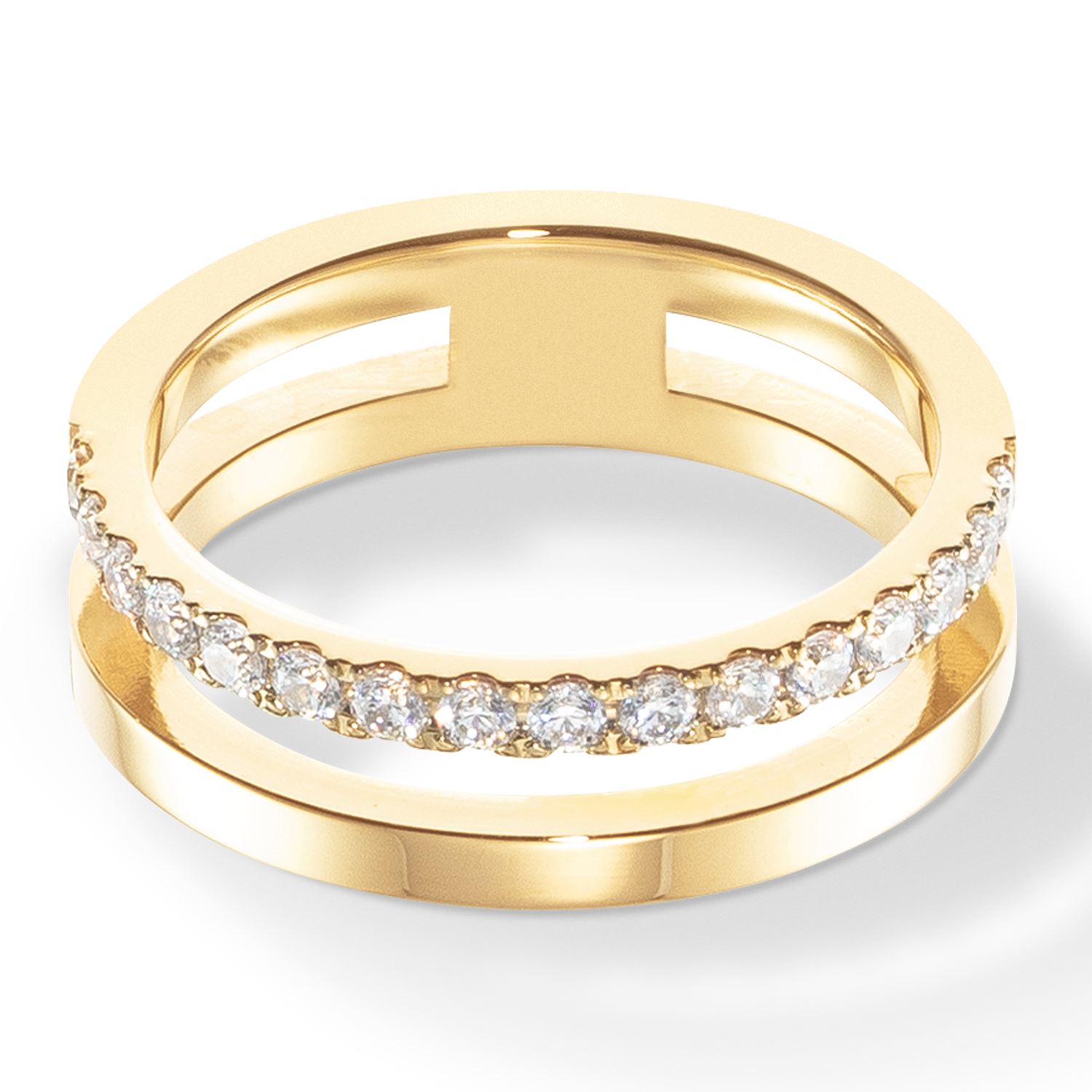 Eternal Unity Ring - 14K Gold Plated Crystal Couple Rings for Wedding, Engagement & Anniversary - Perfect Gift for Her & Him