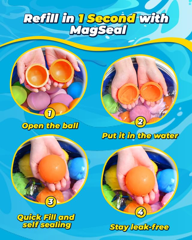 Eco-Friendly Reusable Water Balloons - 12PCS Quick Fill Self-Sealing Splash Balls for Pool, Beach & Summer Water Games | Perfect Outdoor Water Toys for Kids & Family Fun Activities