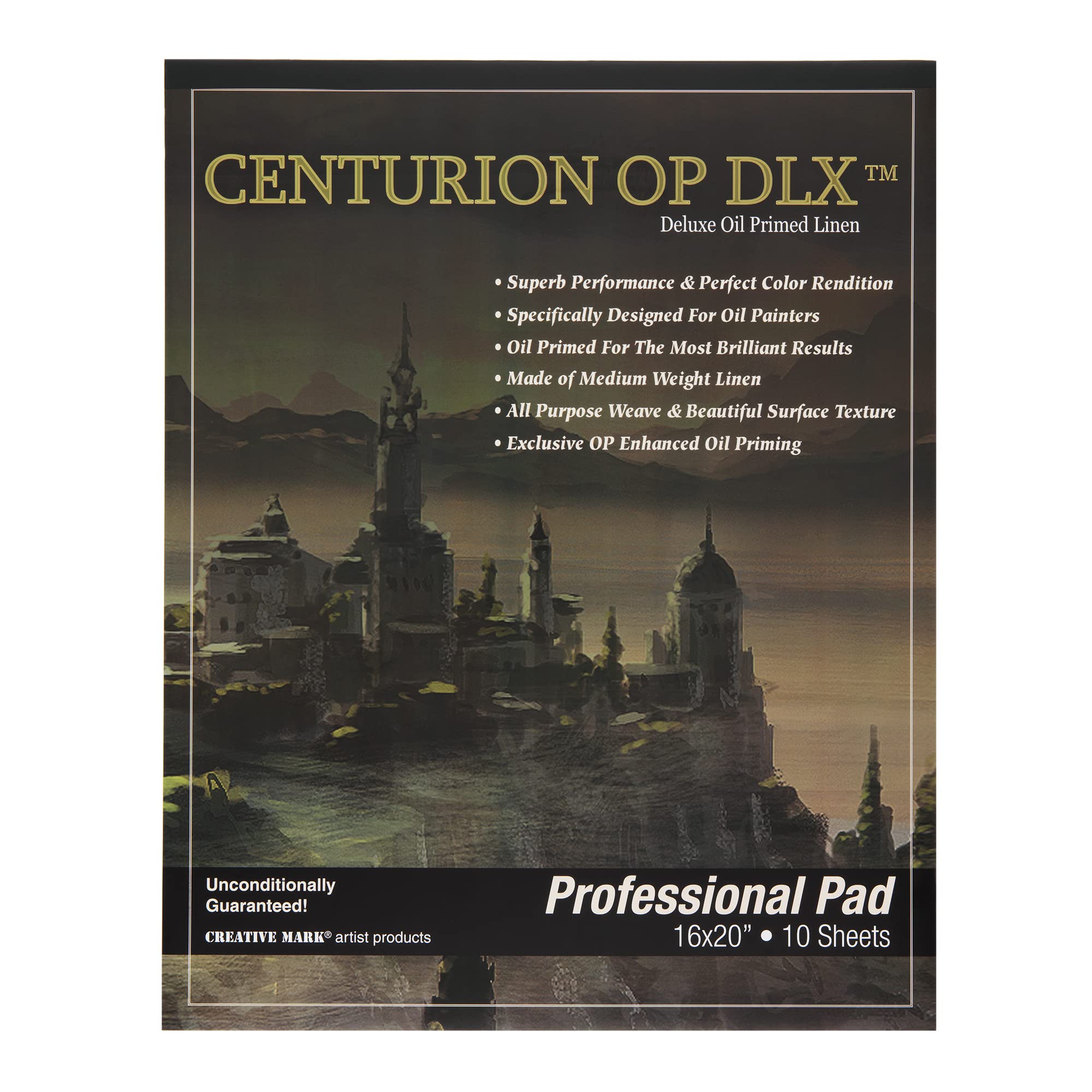 Centurion Deluxe Oil Primed Linen Pad 16x20 Inches - 10 Sheets per Pad, 11 oz Lightweight Canvas for Plein Air Painting | No Bleed Pages, Portable Art Sketchbook | Perfect for Outdoor Painting, Studio Work & Travel Artists