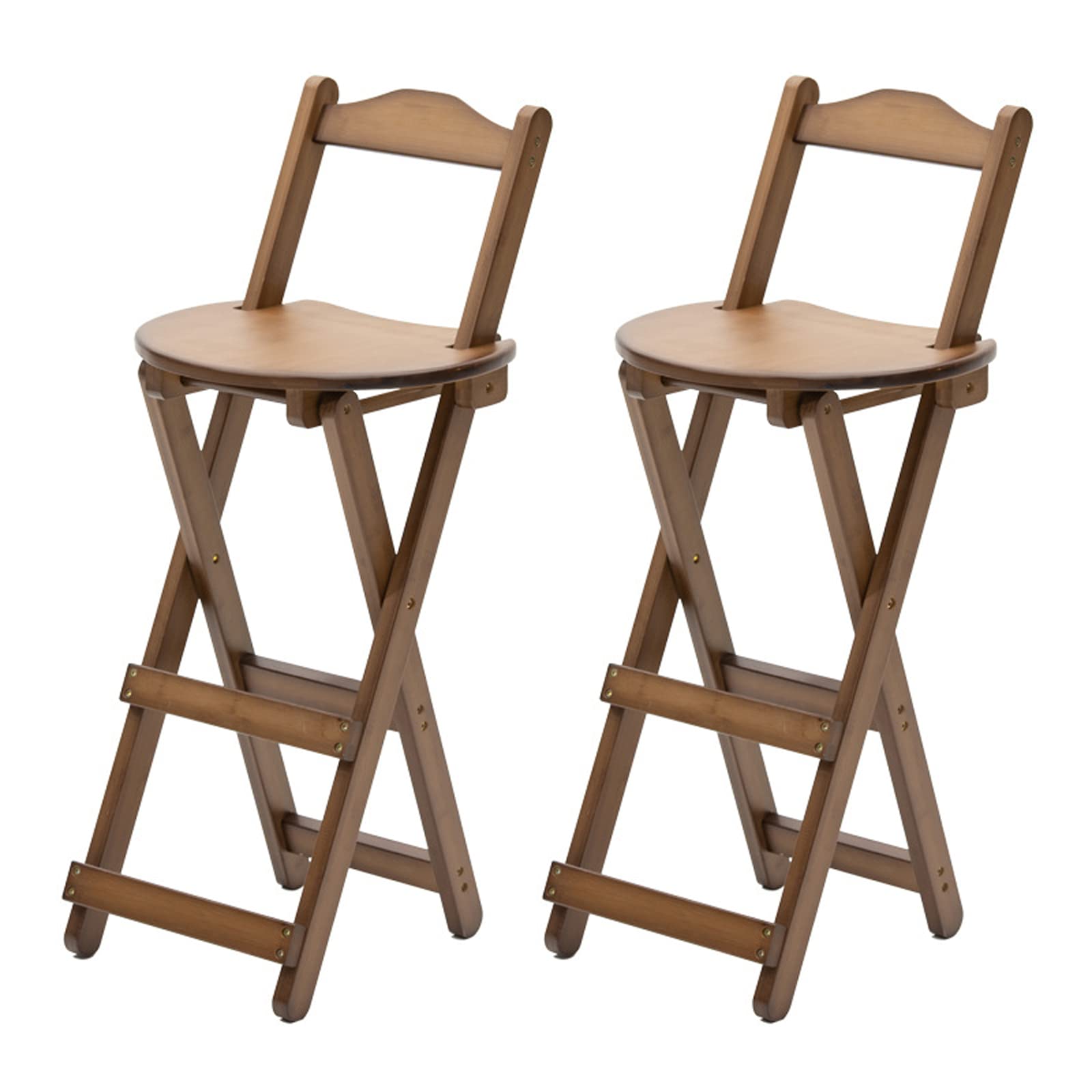 2-Pack Wooden Bar Stools with Backrest & Footrest - 29