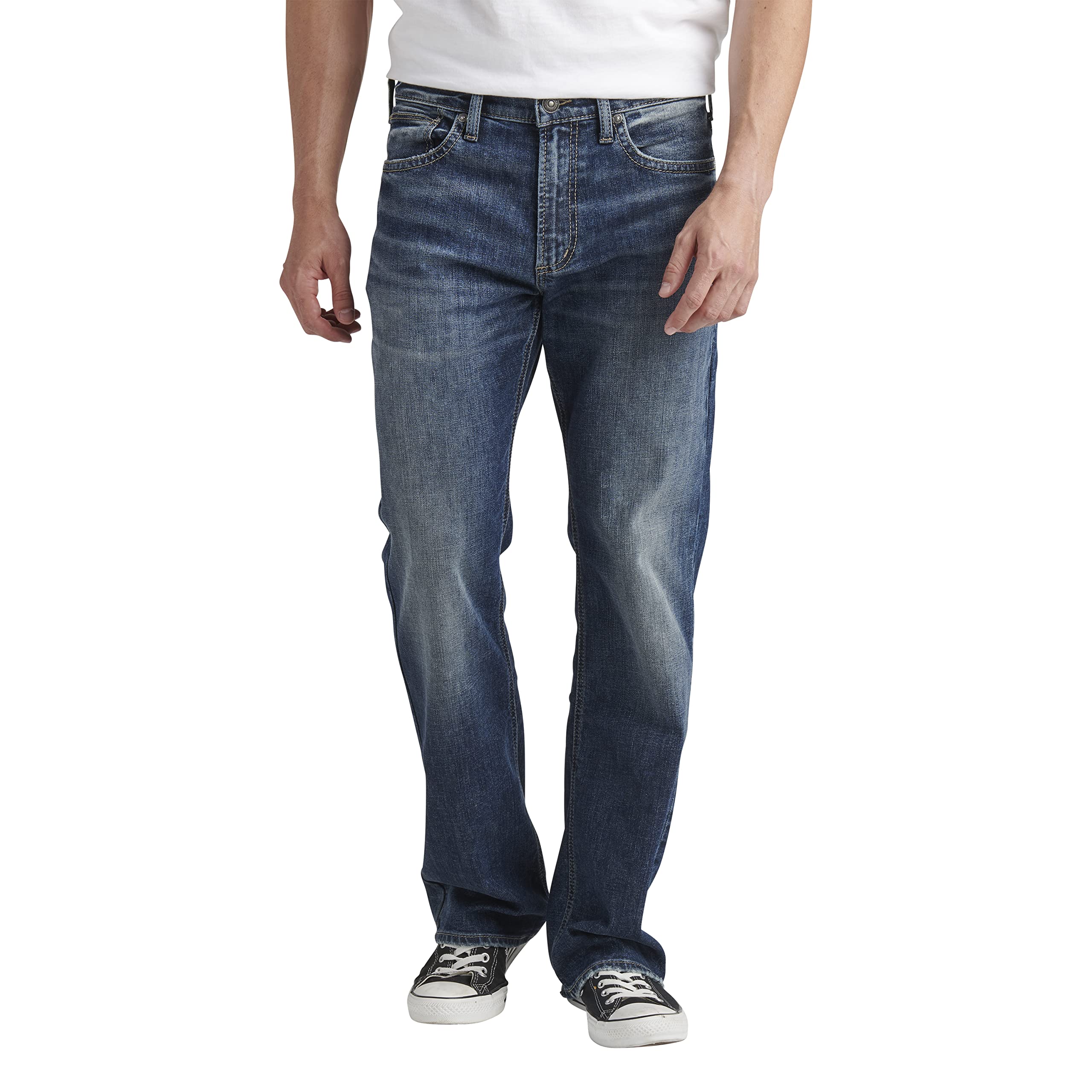 Silver Jeans Co. Men's Zac Relaxed Fit Straight Leg Denim Jeans - Classic Legacy Wash | Comfortable Casual & Work Pants for Everyday Wear
