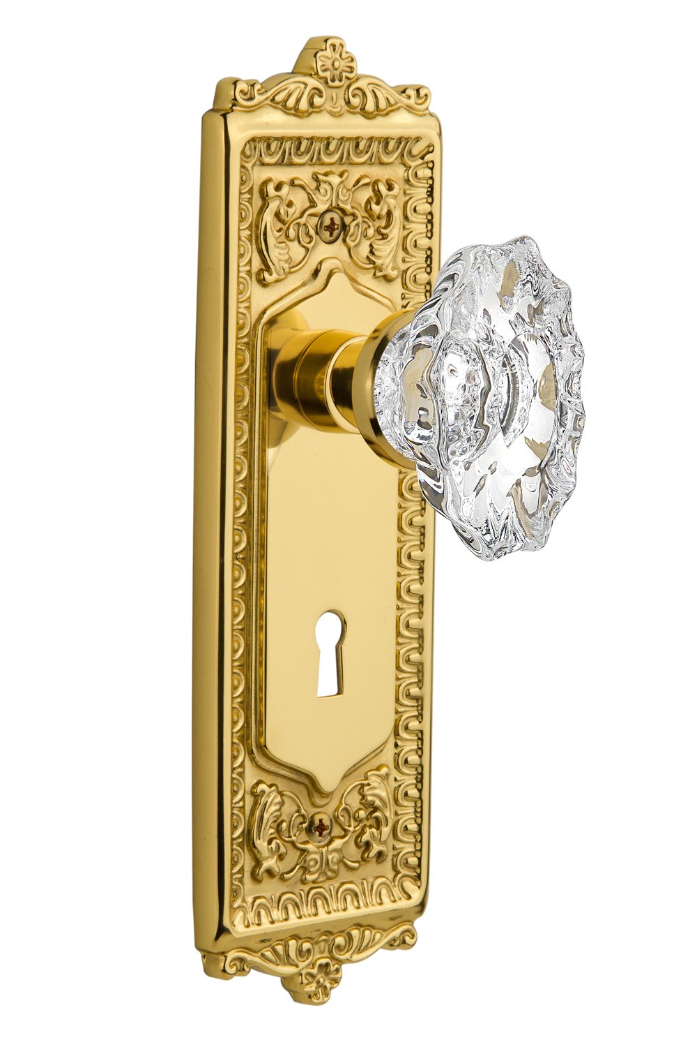 Vintage Egg & Dart Keyhole Chateau Cabinet Knob - Polished Brass Mortise Plate for Classic Home Decor | Perfect for Kitchen Cabinets, Dressers & Antique Furniture Restoration