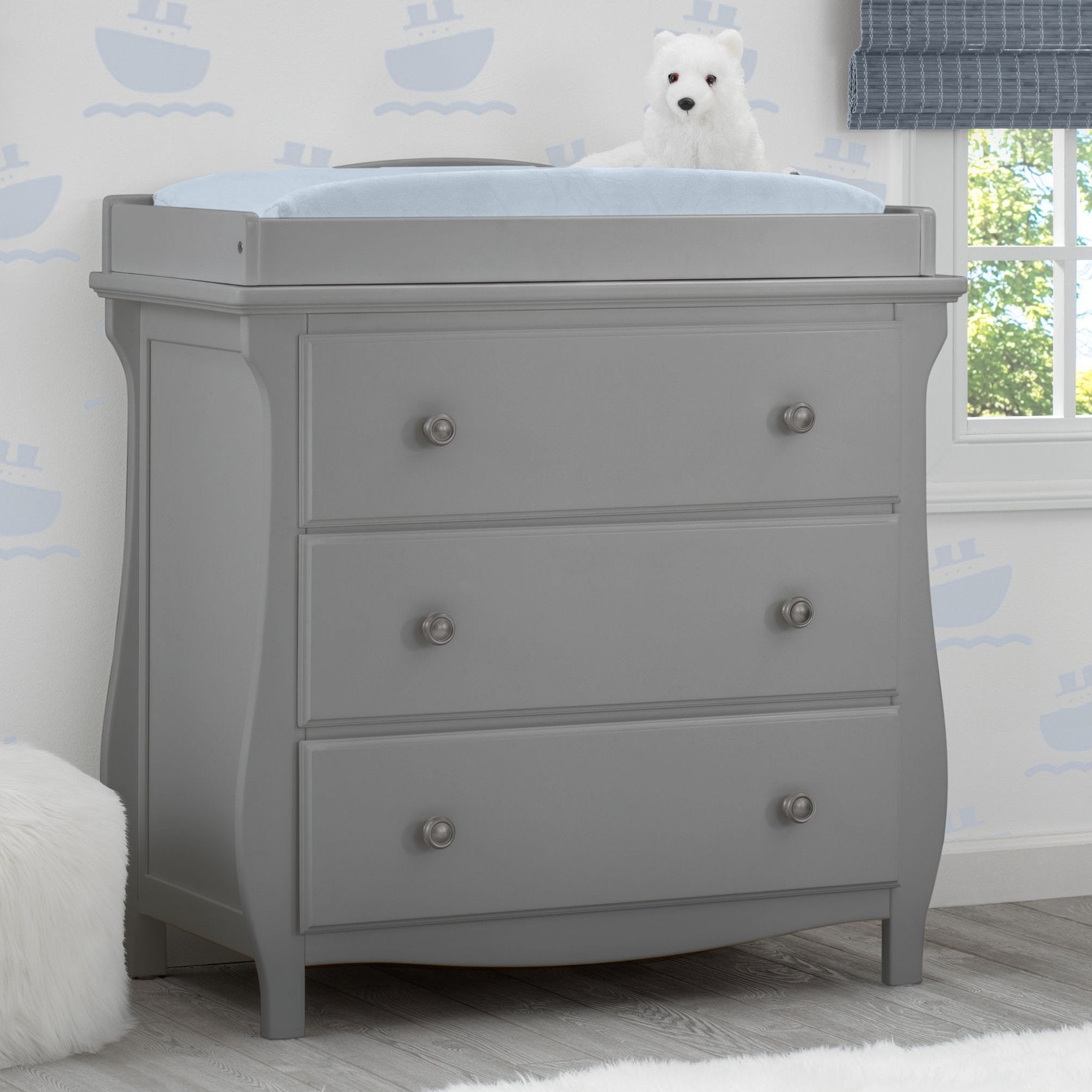 Lancaster 3 Drawer Baby Dresser with Changing Table Top - Nursery Storage Solution for Diapers & Clothes Organization