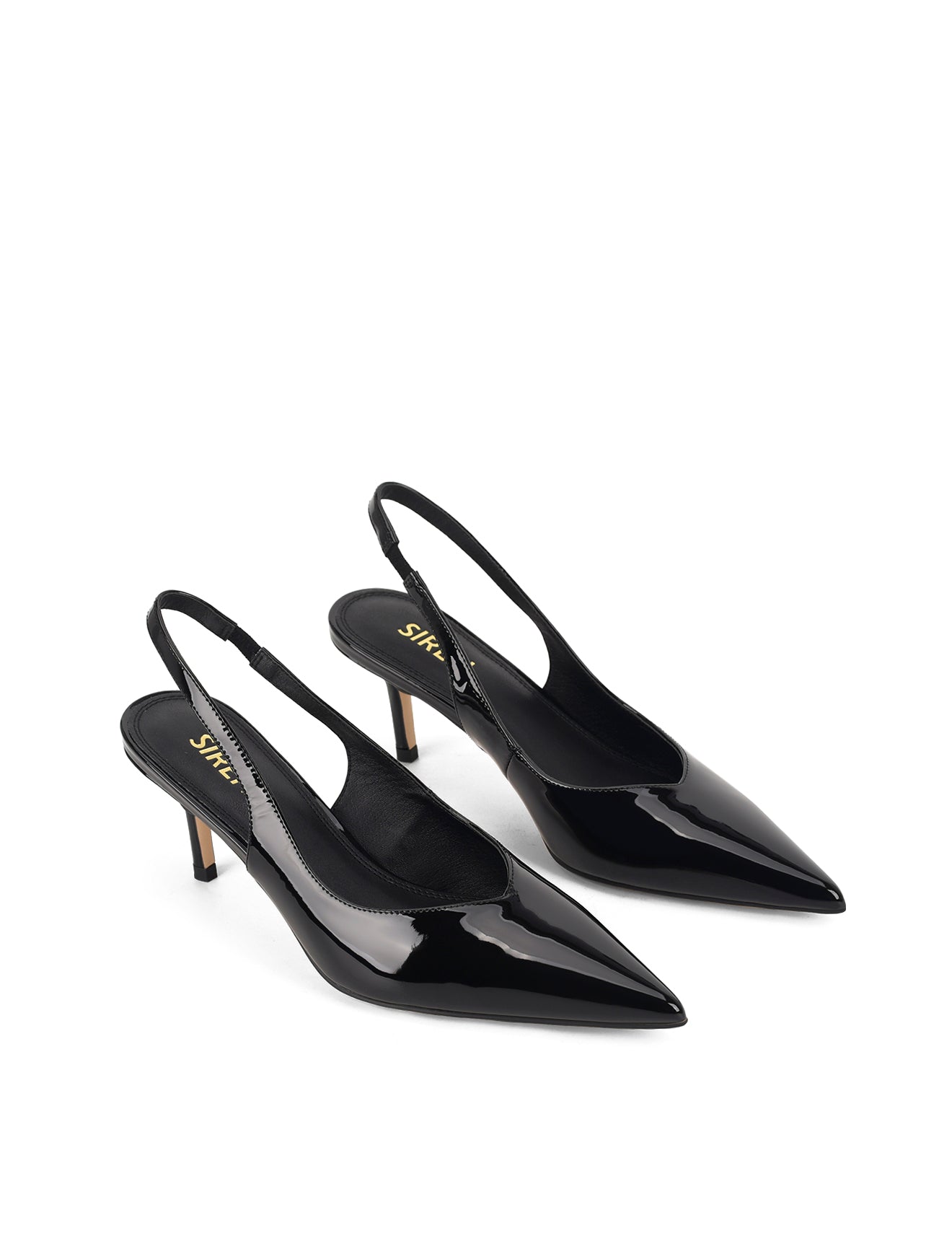 Yory Slingback Kitten Heels - Black Patent Leather Women's Shoes | Comfortable Low Heel Pumps for Work, Office & Special Occasions