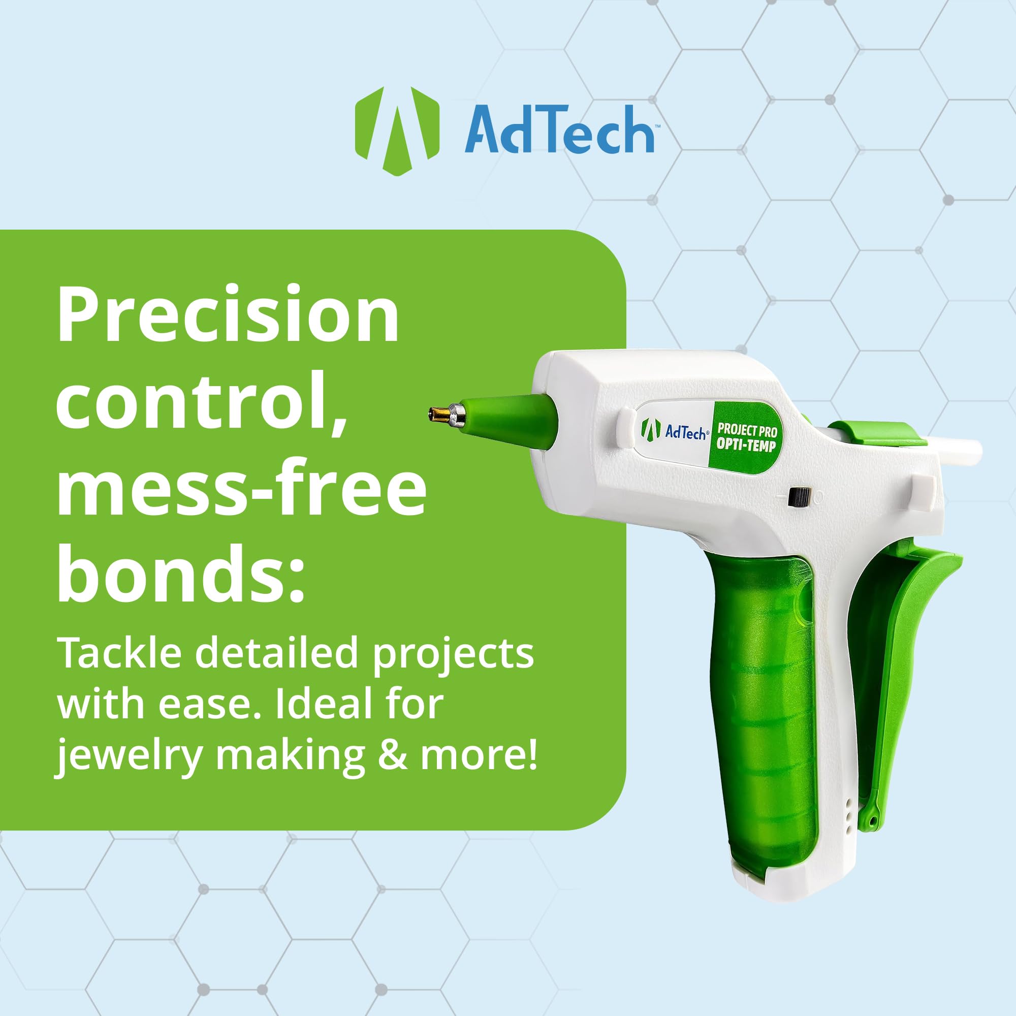 AdTech Project Pro Rechargeable Cordless Hot Glue Gun - Mini USB Glue Gun Kit with 10 Glue Sticks for DIY Crafts, Home Repairs & Art Projects | Fast Heating & Precision Nozzle | Perfect for Scrapbooking, Woodworking & School Projects