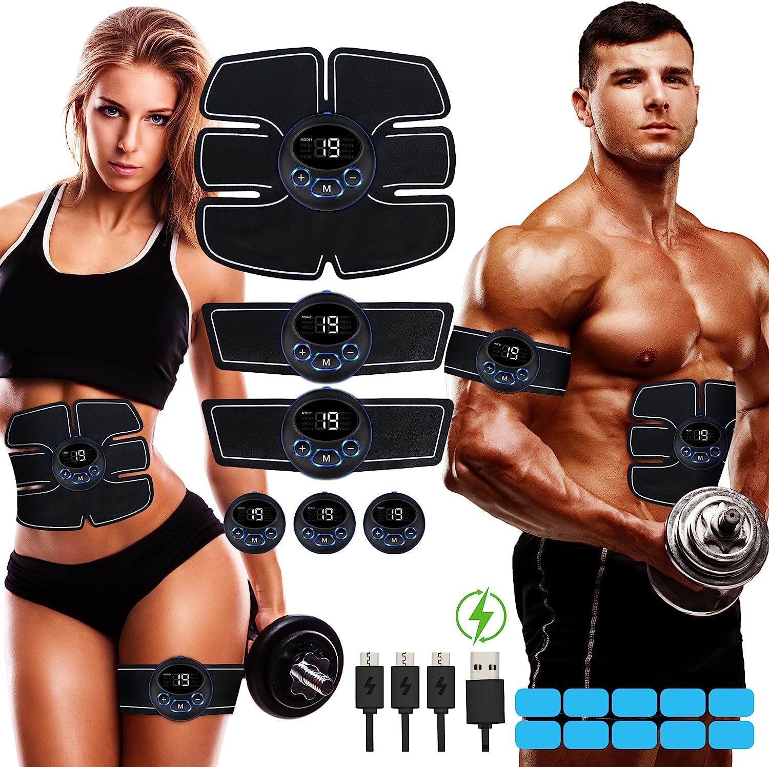 Smart Wireless Ab Toner & Portable Muscle Trainer for Men & Women - Black | Home Gym & On-the-Go Fitness Equipment