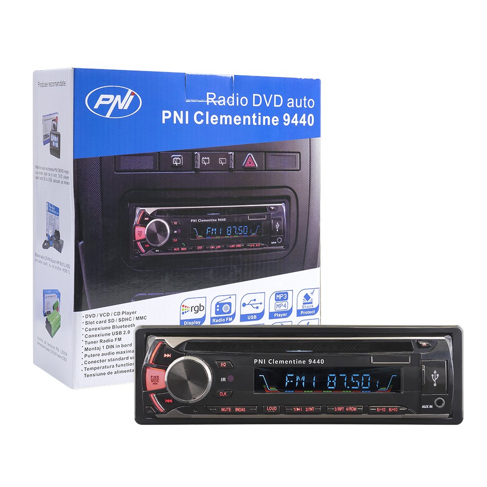 PNI Clementine 9440 1 DIN Car Stereo DVD Player with Bluetooth, FM Radio, SD/USB Input, Video Output & Detachable Front Panel - Perfect for Car Audio Upgrades & Road Trips