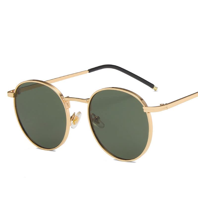 Stylish Metal Round Frame Sunglasses - Gold Frame with Green Lens UV Protection for Men & Women - Perfect for Outdoor Activities, Beach, Driving & Fashion Accessories