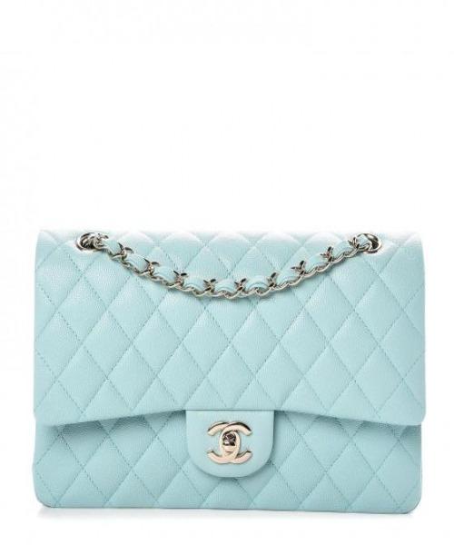 Chanel Medium Classic Flap Bag in Pale Blue with Gold-Tone Hardware - Perfect for Everyday Luxury & Special Occasions