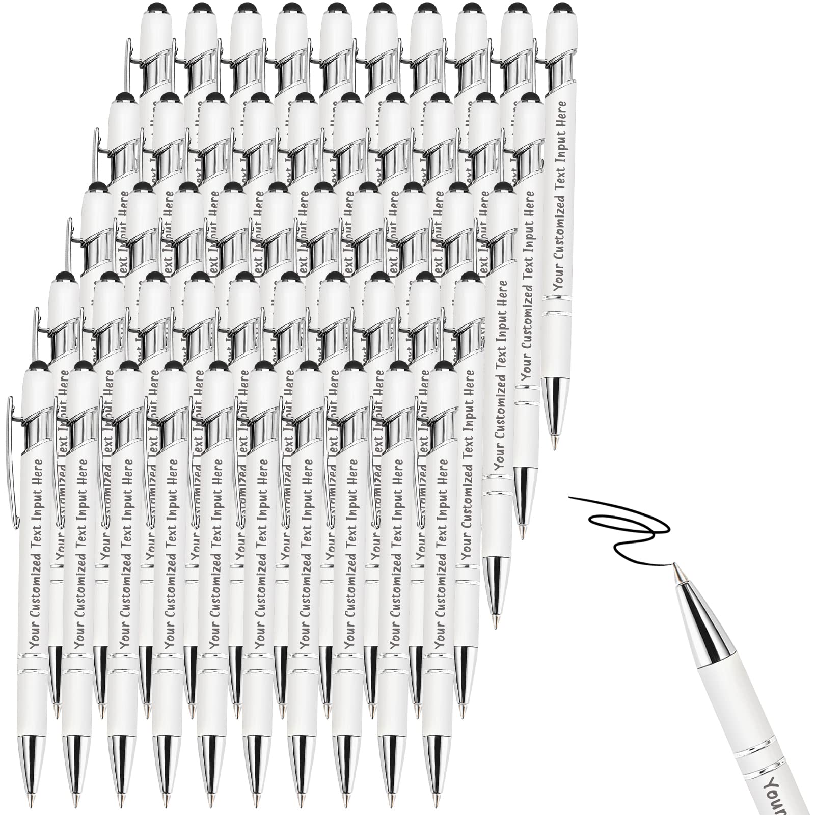 150 Pcs Custom Engraved Ballpoint Pens - Personalized with Name & Logo - Soft Black Ink Stylus Touch - Bulk Office Gifts for Anniversaries, Graduations, Birthdays - Perfect for Corporate Events, School Promotions & Thank You Gifts