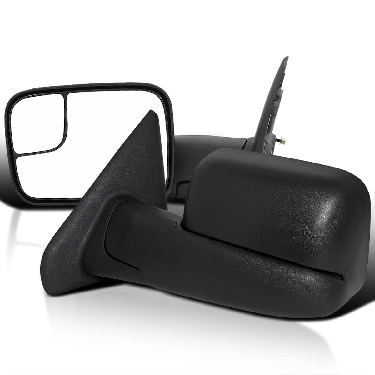 Spec-D Tuning Power Heated Towing Mirrors for Dodge Ram 2002-2008 - Black Textured ABS Housing, 360° Adjustable, Plug & Play Installation - Perfect for Towing, Off-Roading & Winter Driving