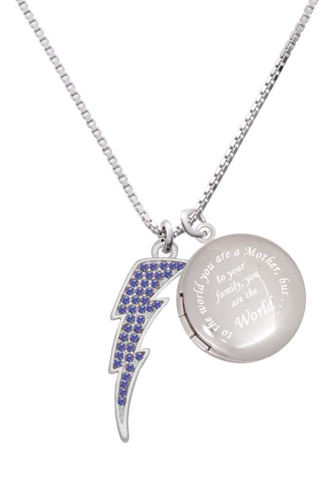 Delight Jewelry Silvertone Large Crystal Lightning Bolt Locket Necklace - 18