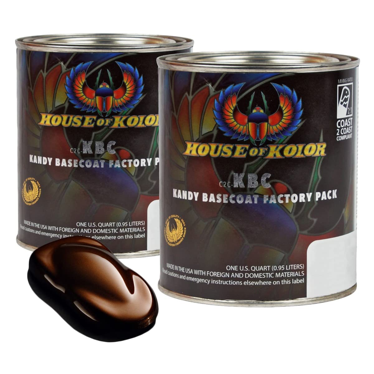 House of Kolor Shimrin Kandy Basecoats - Premium Low-Film Automotive Paint Basecoat | Fast Coverage, High Pigmentation, Easy Application | 1 Quart Rootbeer (2-Pack) | Perfect for Custom Car Painting & Motorcycle Restoration Projects