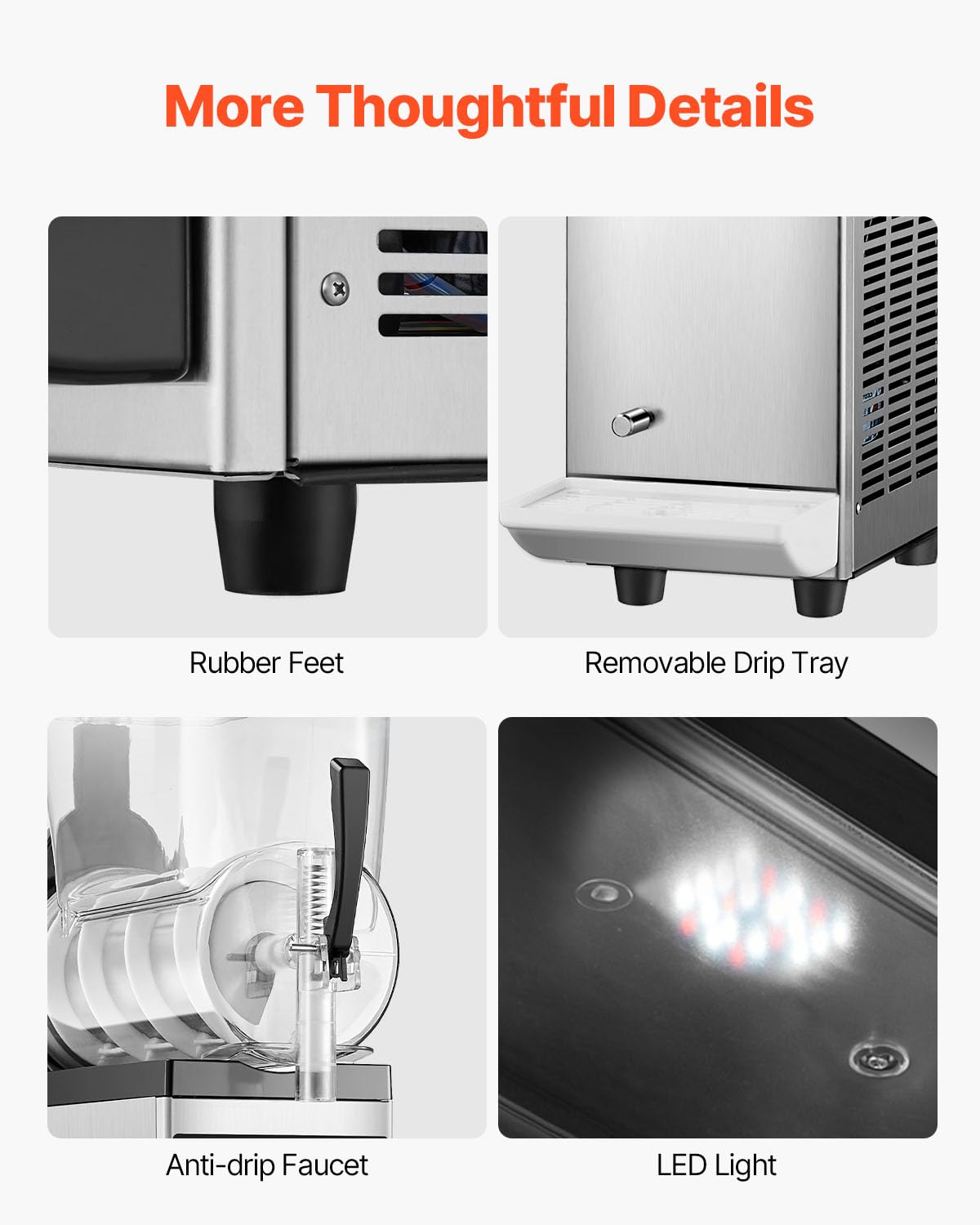VEVOR 12L Commercial Slushy Machine - Stainless Steel Frozen Drink Maker for Margaritas, Smoothies & Slushies - Ideal for Home Parties, Restaurants, Cafes & Bars (48 Cups Capacity) | Perfect for Summer Parties, Cocktail Making & Frozen Beverage Business