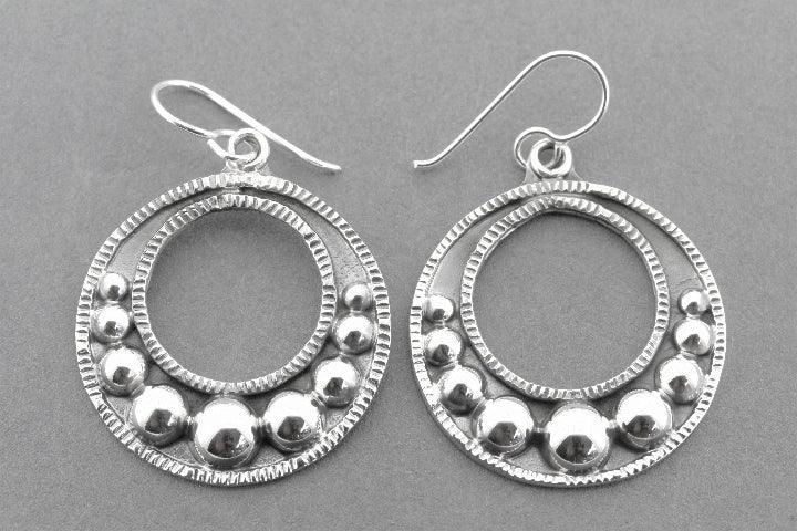 Tribal Circle Drop Earrings for Women - Sterling Silver Boho Dangle Earrings for Casual & Party Wear