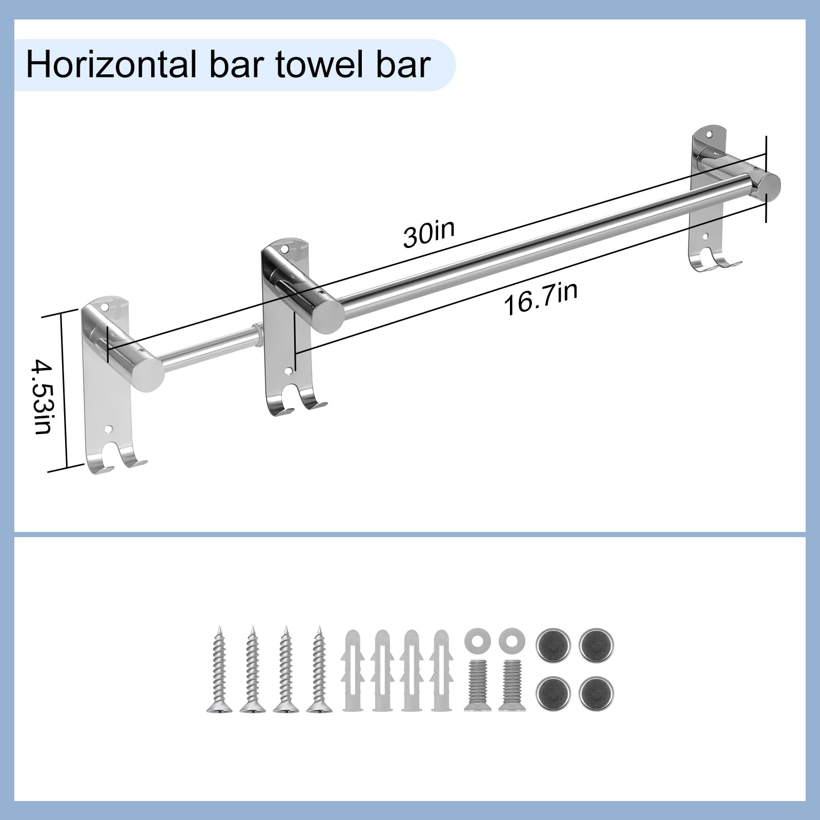 28In Adjustable Stainless Steel Bathroom Towel Rack - Wall Mounted Towel Bar Holder for Bath, Shower & Spa - Rustproof & Durable Bathroom Organizer