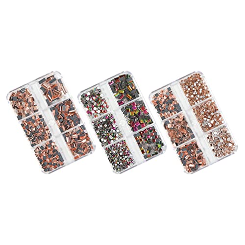 FOMIYES 3 Pack Nail Art Rhinestones Kit - Crystal Gems, Mirror Surface Diamonds & Wedding Charms for Nail Decoration | DIY Manicure, Bridal Nails, Salon & Party Accessories