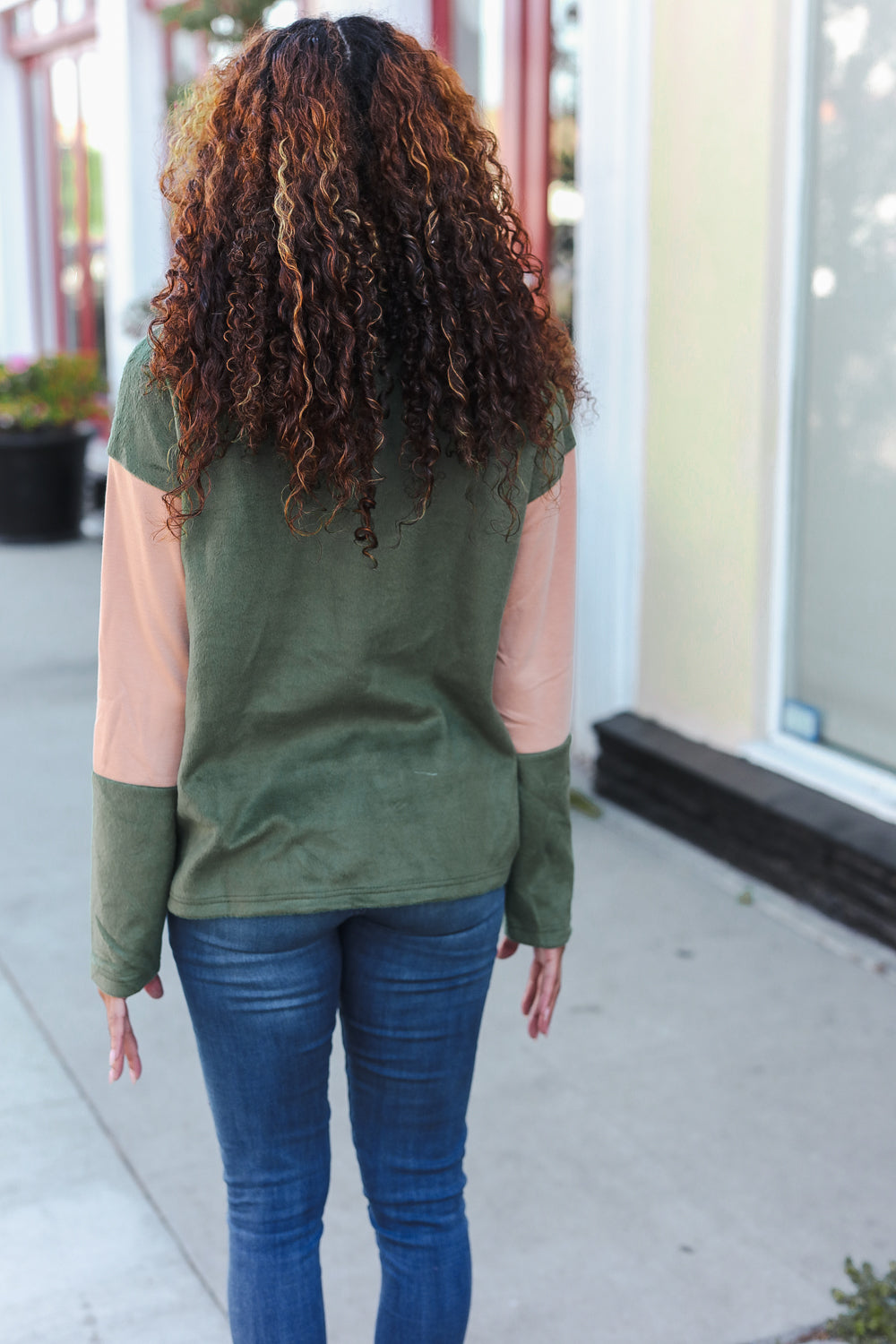 Cozy Holiday Vibes Taupe & Green Fleece Zip-Up Hoodie with Cinched Hem - Perfect for Winter Outfits, Christmas Gifts & Casual Loungewear