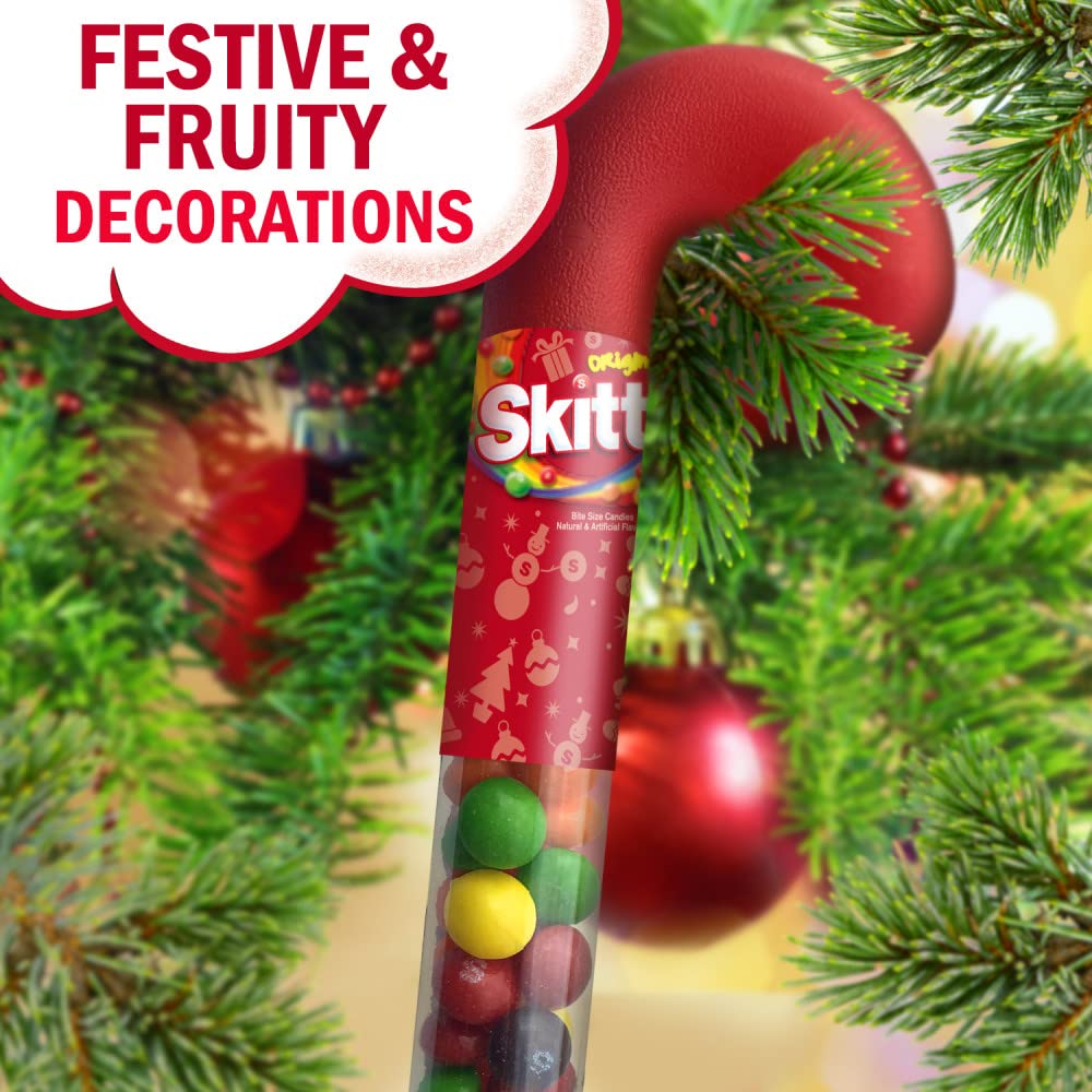 Skittles Original Christmas Chewy Candy Cane Gift - 2.6 oz Pack - Festive Holiday Treats for Stocking Stuffers & Party Favors