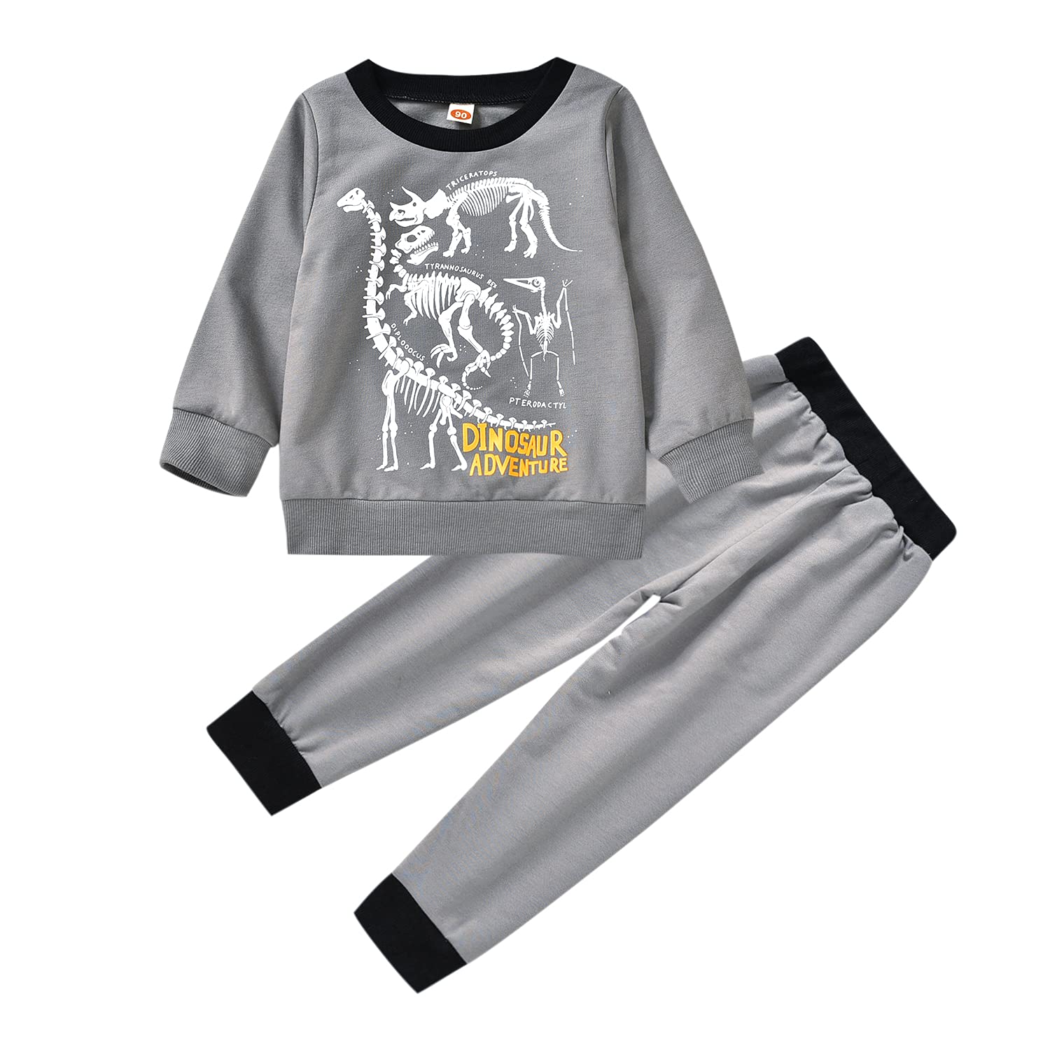 **Dinosaur Sweatshirt Outfit for Toddler Boys - Long Sleeve Top & Pants Set - Spring Clothes for Playdates, Daycare & Outdoor Adventures**