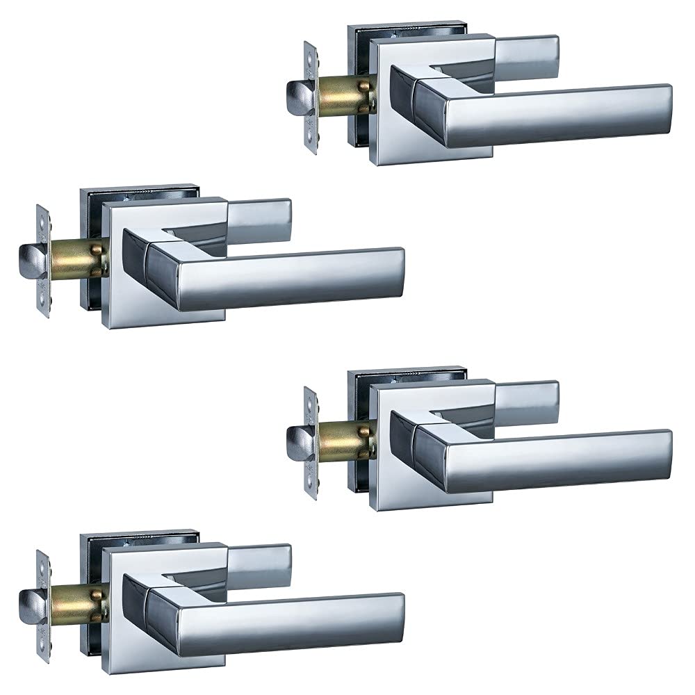 HISAFE Heavy Duty Door Lever - Chrome 4 Pack for Hall & Closet