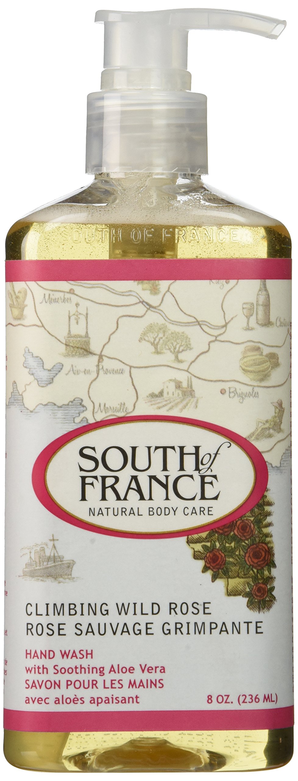 South of France Hand Wash - Climbing Wild Rose Scent, 8 oz | Natural & Moisturizing Liquid Soap for Bathroom, Kitchen & Guest Use