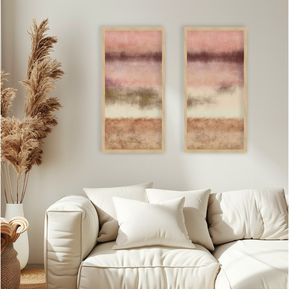 Abstract Watercolor Landscape Wall Art - Set of 2 Framed Textured Paintings for Living Room, Bedroom & Office Decor | Modern Home Interior Design