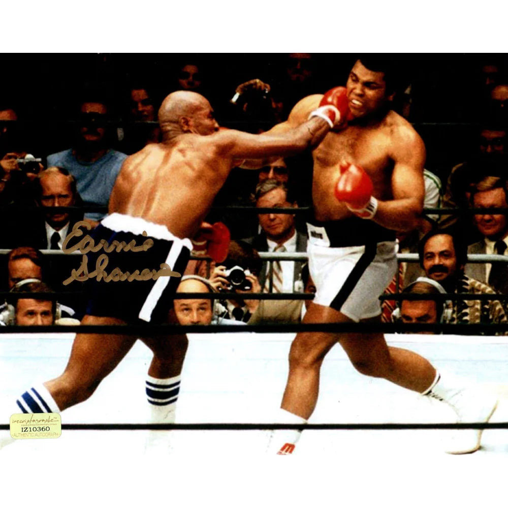 Authentic Earnie Shavers vs Muhammad Ali Signed 8x10 Photo with COA - Boxing Memorabilia for Collectors & Sports Fans - Perfect for Man Cave, Sports Bar Decor or Gift