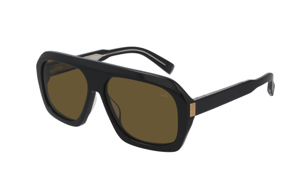 Dunhill DU0022S 001 Black/Brown Oversized Square Sunglasses for Men - UV Protection, Polarized Lenses - Perfect for Driving, Travel & Outdoor Activities