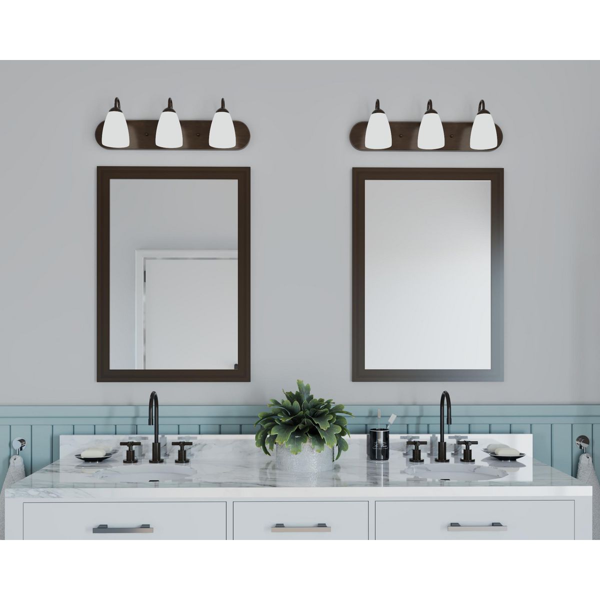 Gather Collection 3-Light Etched Glass Bathroom Vanity Light Fixture – Perfect for Bathroom, Powder Room, and Dressing Area Lighting