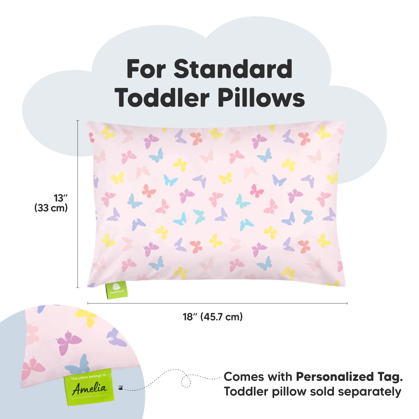 KeaBabies Organic Toddler Pillowcase for 13x18 Inch Pillow & 2-Pack Soft Cotton Toddler Pillows - Hypoallergenic Baby Pillow Set for Boys & Girls - Perfect for Nap Time, Travel & Nursery Bedding