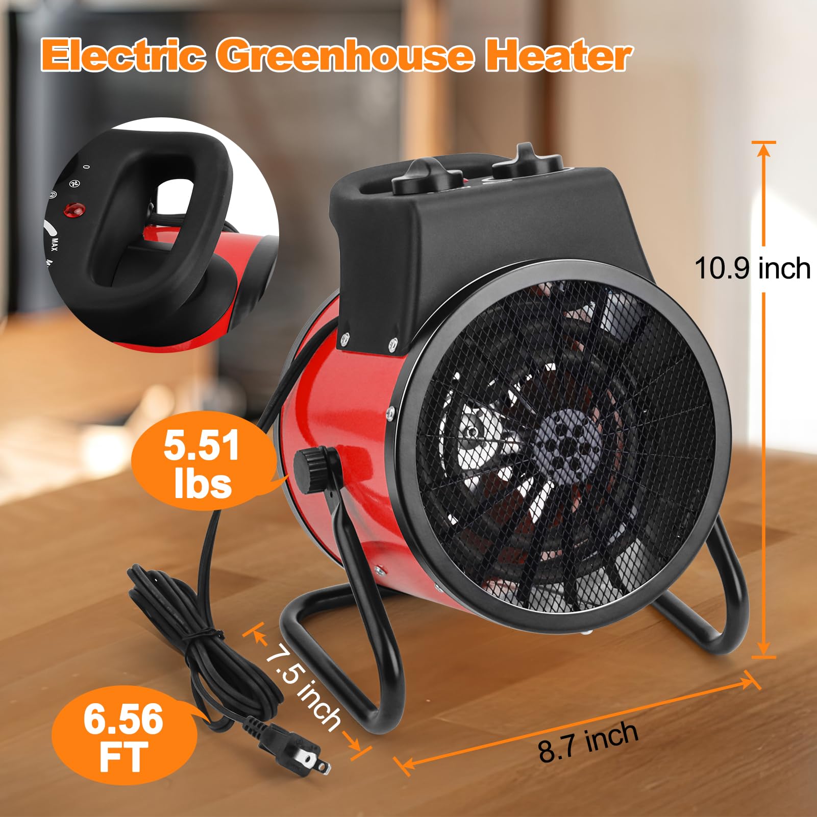 Digital Thermostat Greenhouse Heater - 1500W Fast Heating Grow Tent Heater with Overheat Protection, Perfect for Greenhouses, Garages, Flower Rooms & Outdoor Patios - Ideal for Winter Plant Growth & Space Heating