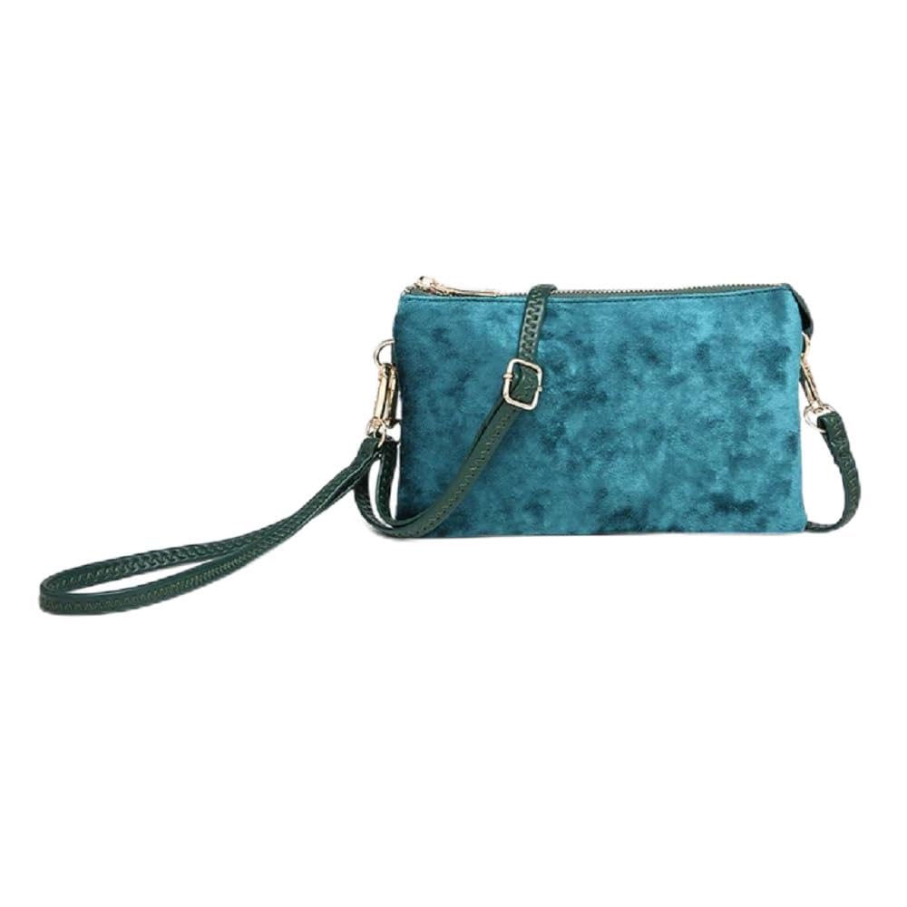 JEN & CO. Riley Velvet Crossbody Bag for Women - Elegant Clutch Purse with Detachable Wristlet & Adjustable Strap, Perfect for Evening Parties, Weddings & Date Nights