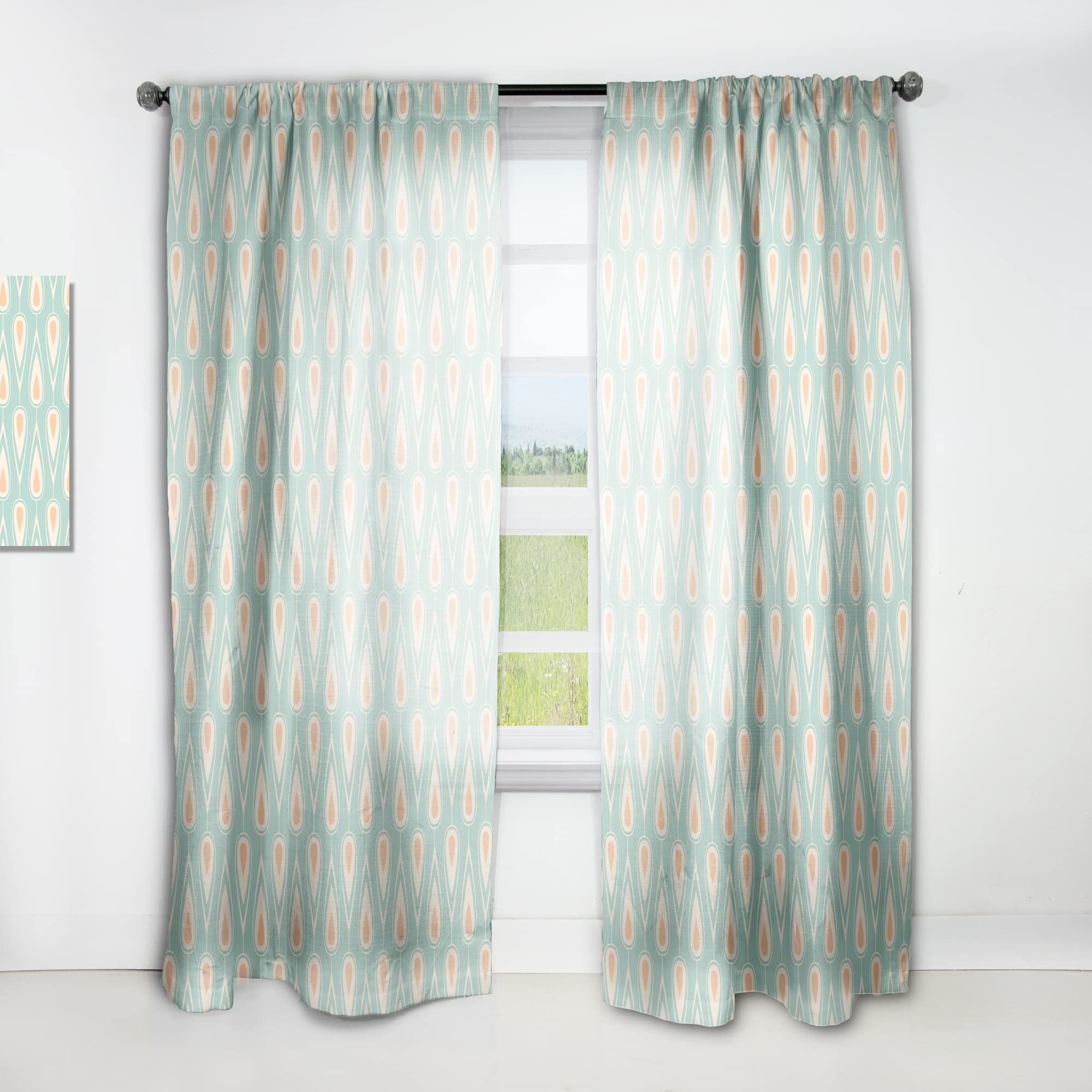 DesignQ Retro Ornamental Design VIII Thermal Insulated Curtains - Single Panel 52x120 Inches for Bedroom & Living Room - Energy Saving Blackout Drapes for Home Decor