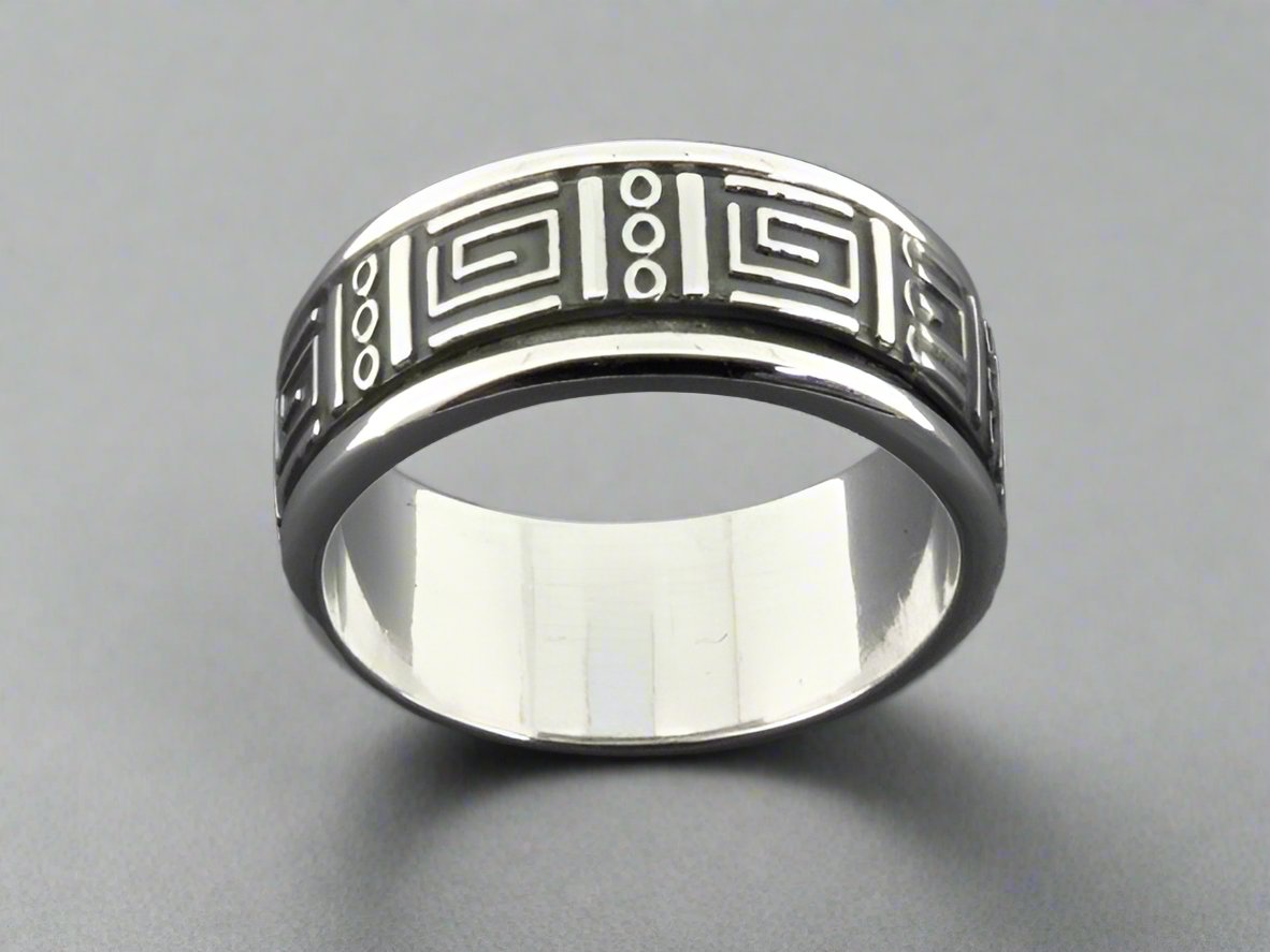 Geometric Spinner Ring - Sterling Silver Unisex Jewelry for Stress Relief & Fidgeting | Perfect Gift for Anxiety Relief & Focus