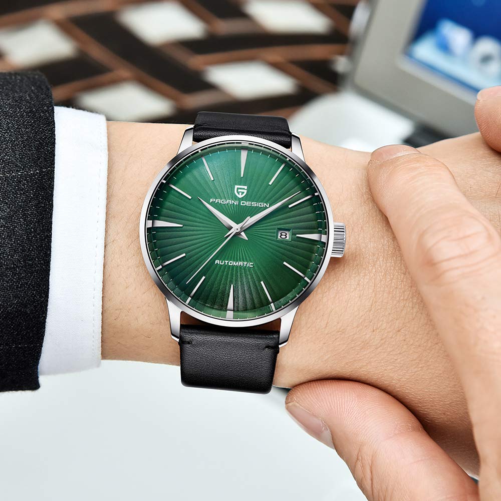 Pagani Design Men's Automatic Mechanical Watch - Waterproof Stainless Steel Case, Date Display & Genuine Brown Leather Strap | Perfect for Business, Casual Wear & Outdoor Activities