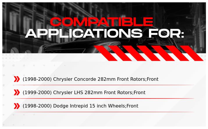 R1 Concepts Premium Front Brake Pads and Rotors Kit - Semi-Metallic Brake System for 1998-2000 Chrysler Concorde, LHS, Dodge Intrepid | High-Performance Braking for Daily Commuting & Highway Driving