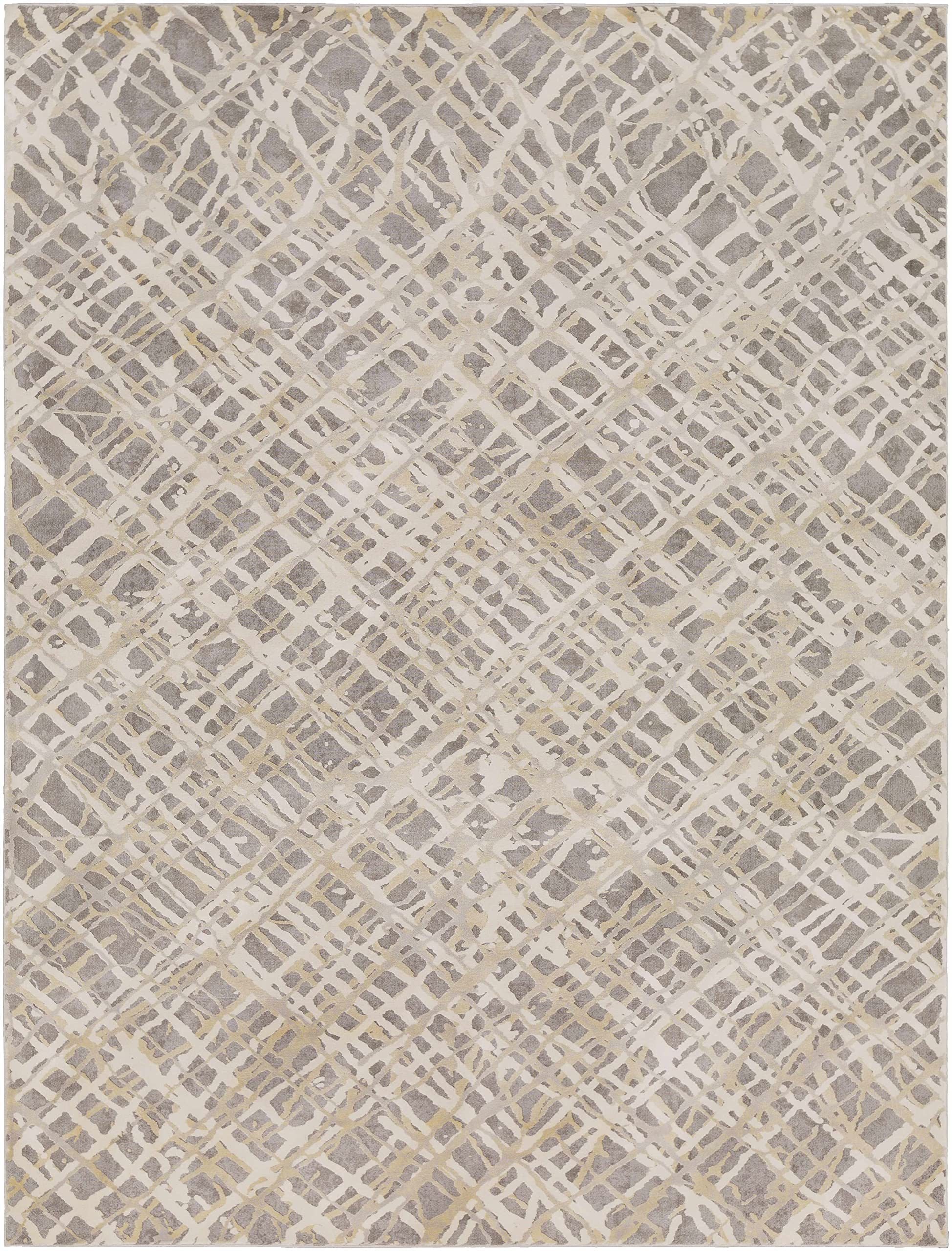 Modern Hauteloom Smock Area Rug for Living Room & Bedroom - Soft Gray & Beige 9' x 12'4