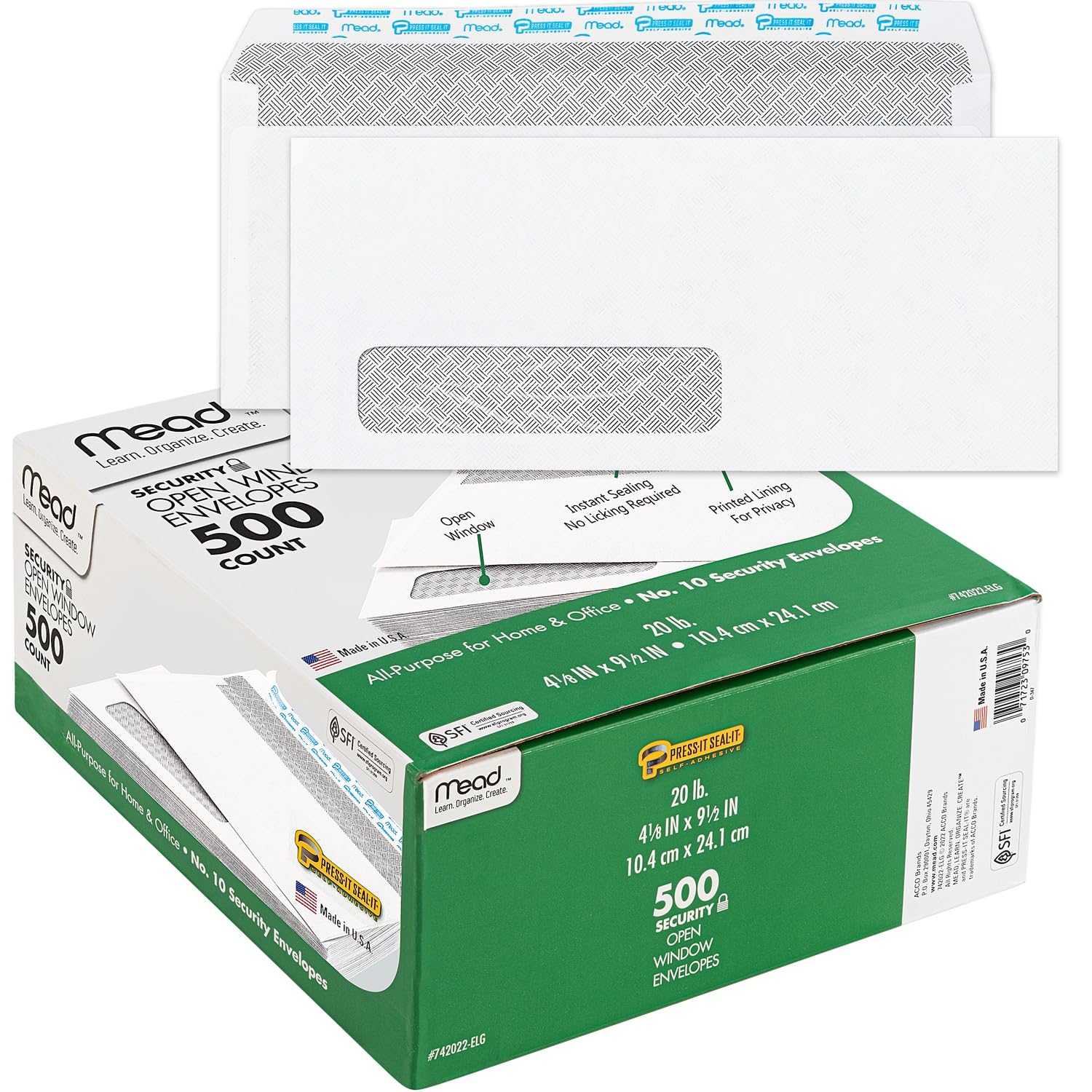 #10 Self-Seal Business Envelopes with Left Window - 500 Pack (742022) | Security Tinted White Peel & Seal Envelopes for Mailing, Invoices & Office Documents