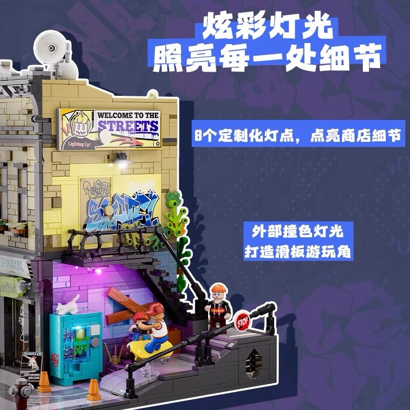 Funwhole F9051 DIY Miniature Skateboard Shop Building Kit - Creative Model Toy for Adults & Teens - Perfect for Home Decor, Gifts & Collectibles